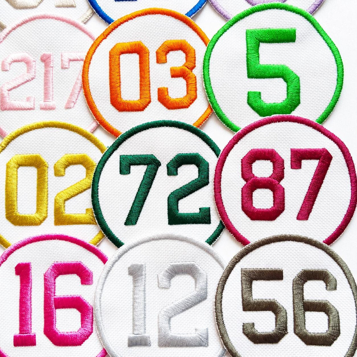 Personalised Embroidered Numbers Circle Patch Iron On & Sew On Custom Name Badge