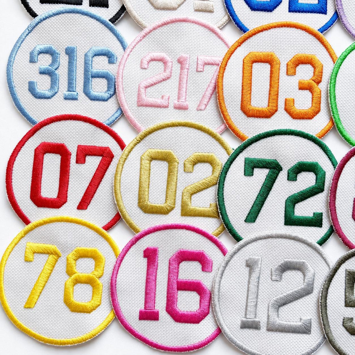 Personalised Embroidered Numbers Circle Patch Iron On & Sew On Custom Name Badge