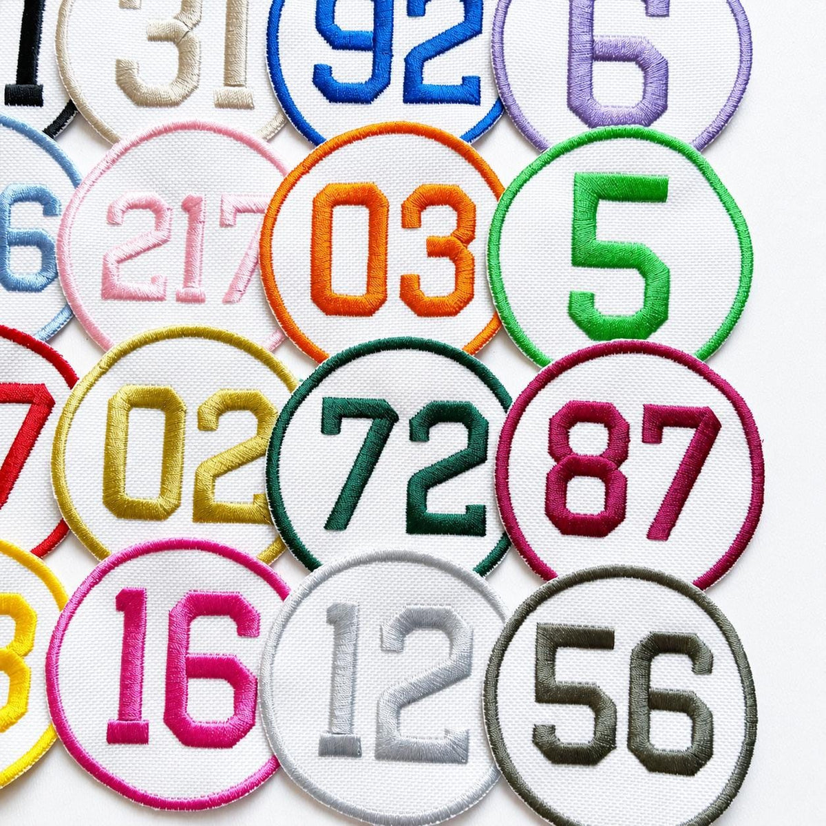 Personalised Embroidered Numbers Circle Patch Iron On & Sew On Custom Name Badge