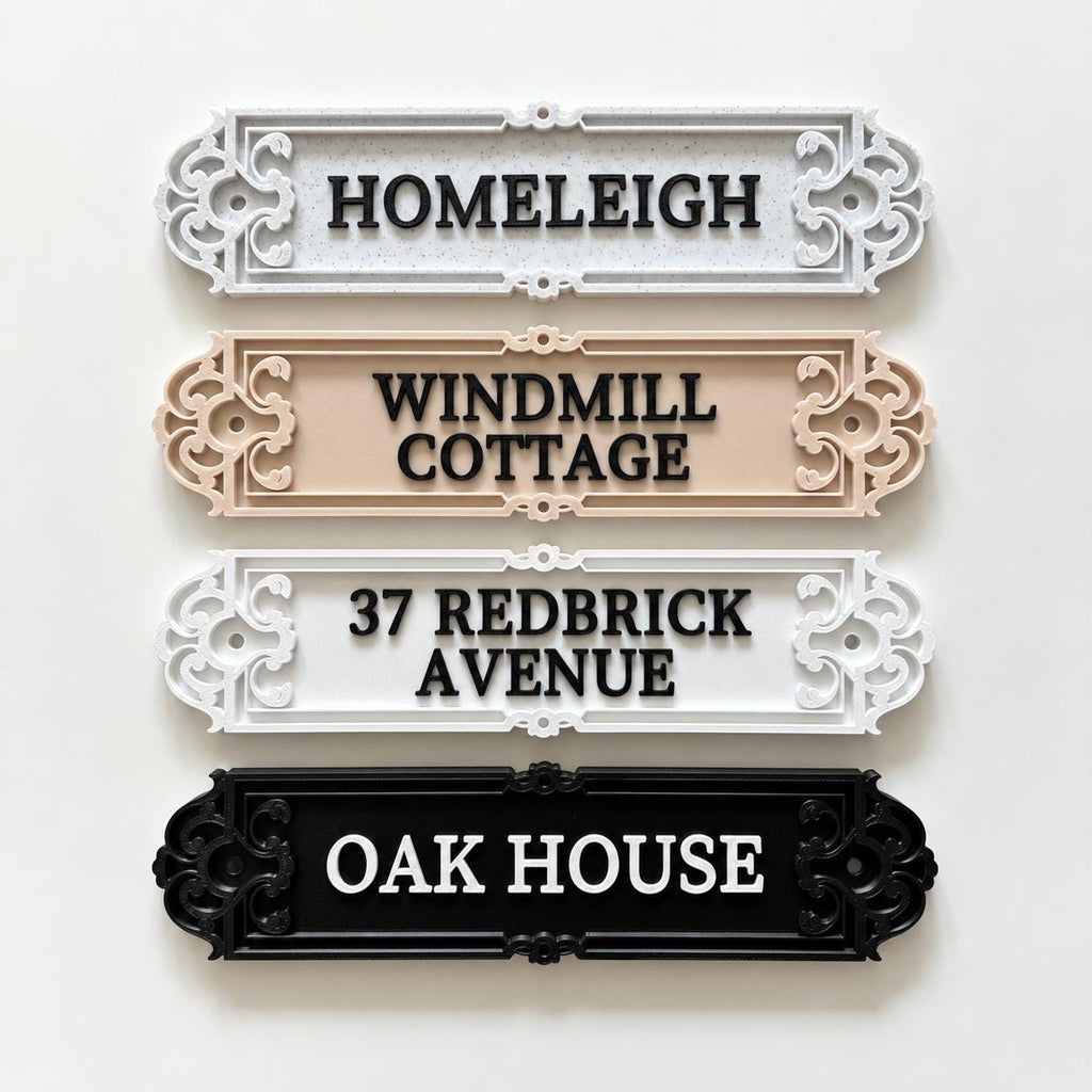 Personalised House Name Ornate Sign – Custom Home Front Door Number Gate Plate