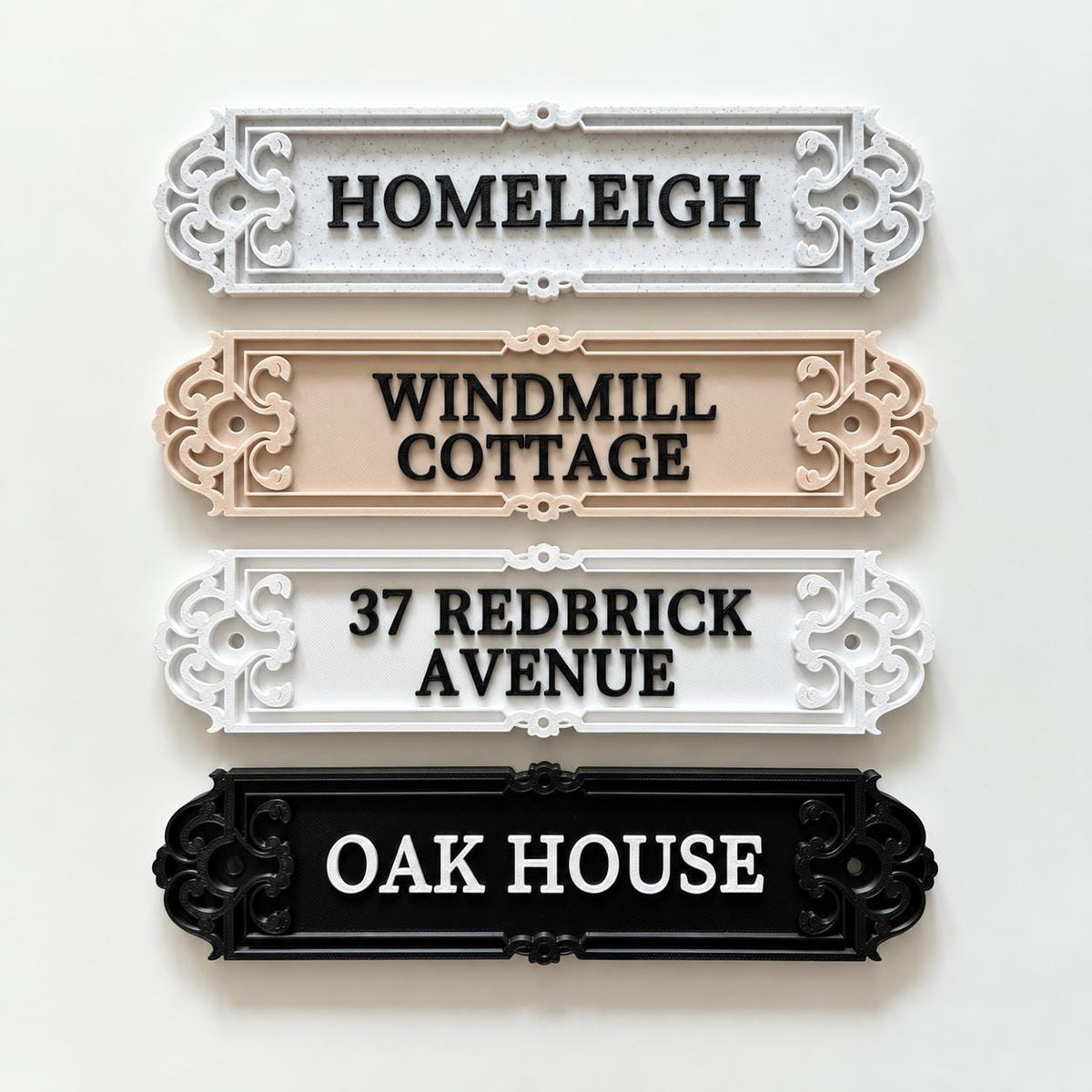 Personalised House Name Ornate Sign – Custom Home Front Door Number Gate Plate
