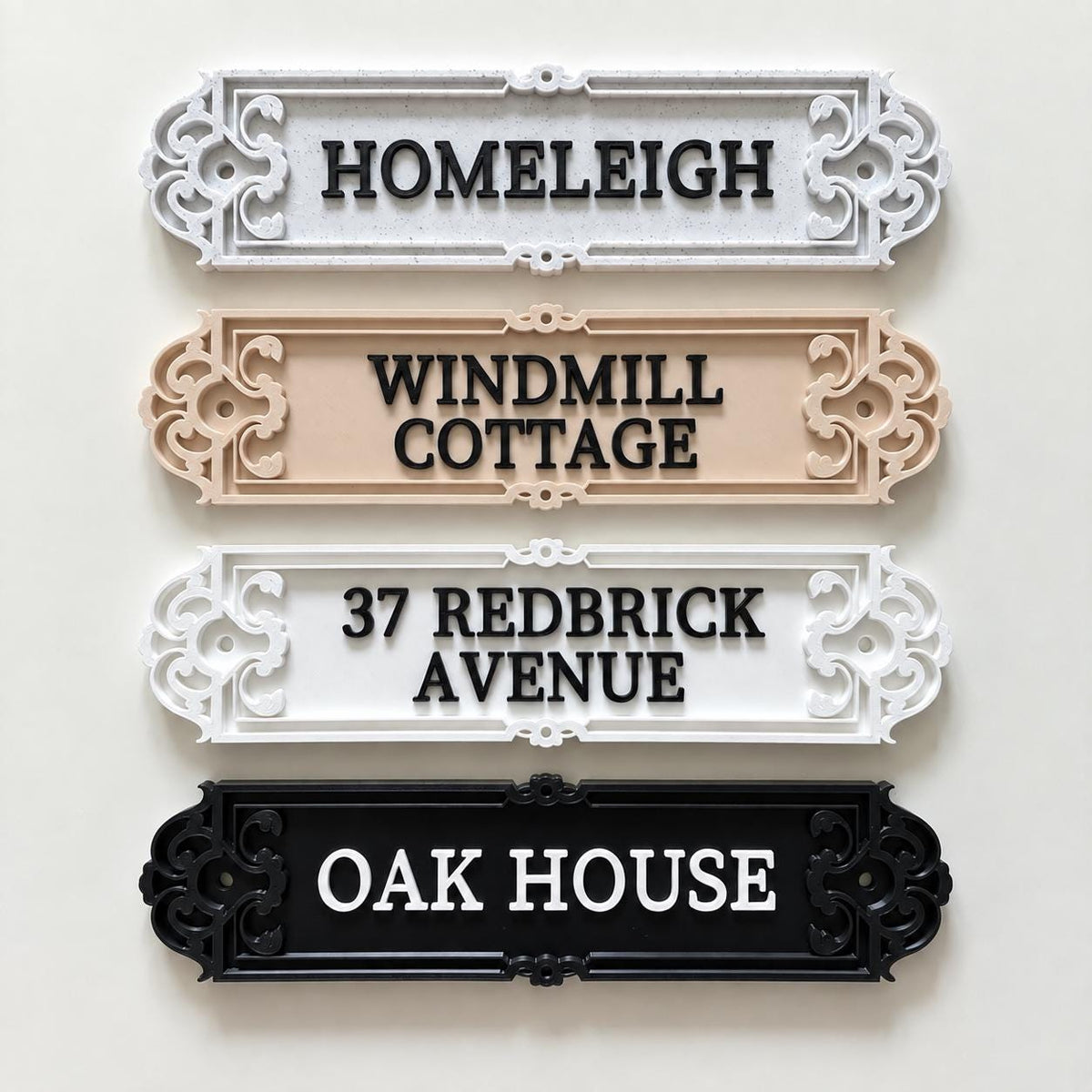 Personalised House Name Ornate Sign – Custom Home Front Door Number Gate Plate