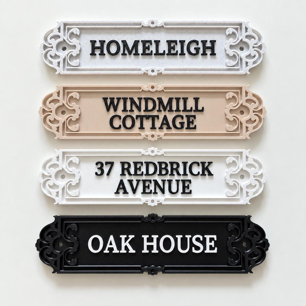 Personalised House Name Ornate Sign – Custom Home Front Door Number Gate Plate