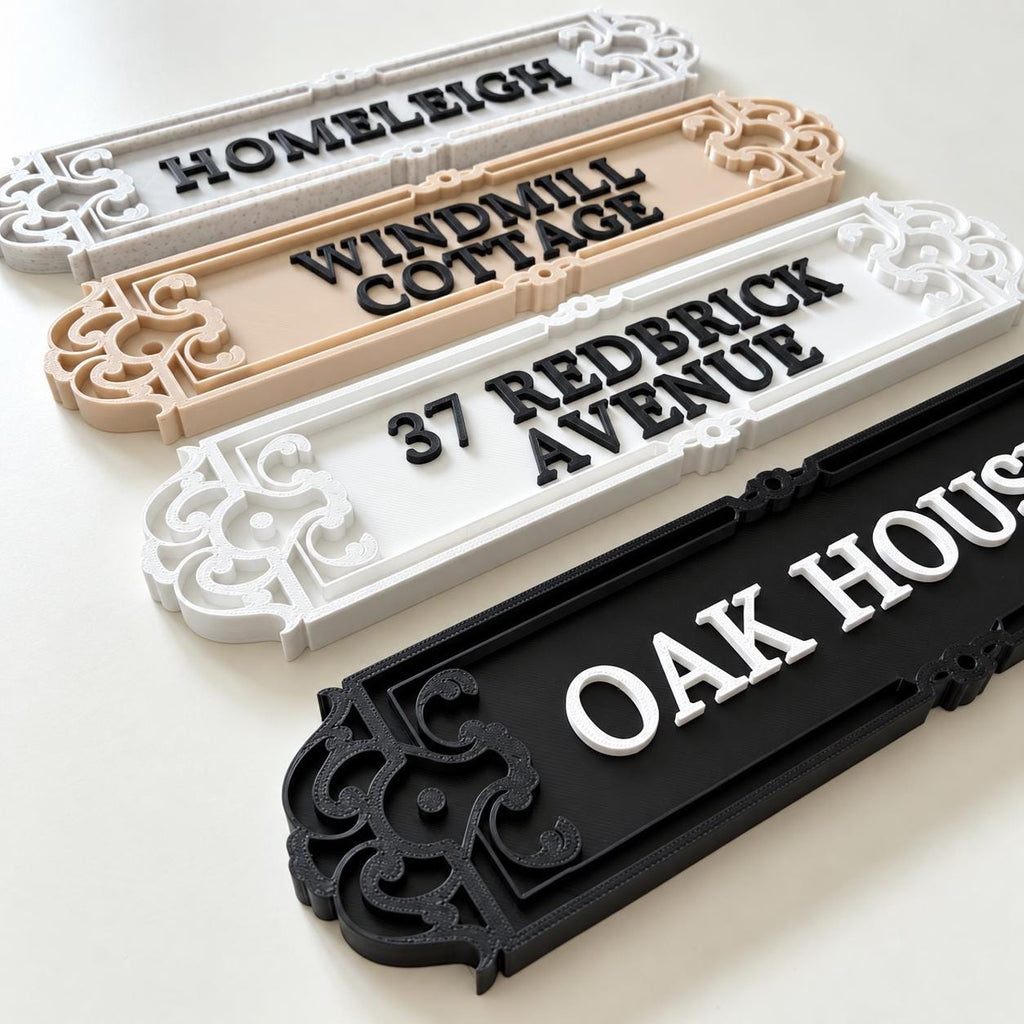 Personalised House Name Ornate Sign – Custom Home Front Door Number Gate Plate