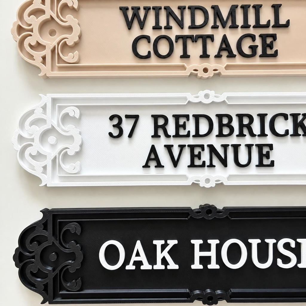 Personalised House Name Ornate Sign – Custom Home Front Door Number Gate Plate