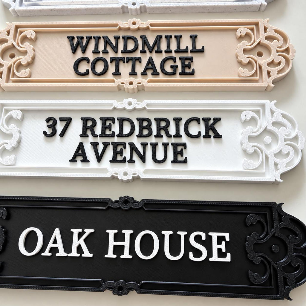 Personalised House Name Ornate Sign – Custom Home Front Door Number Gate Plate