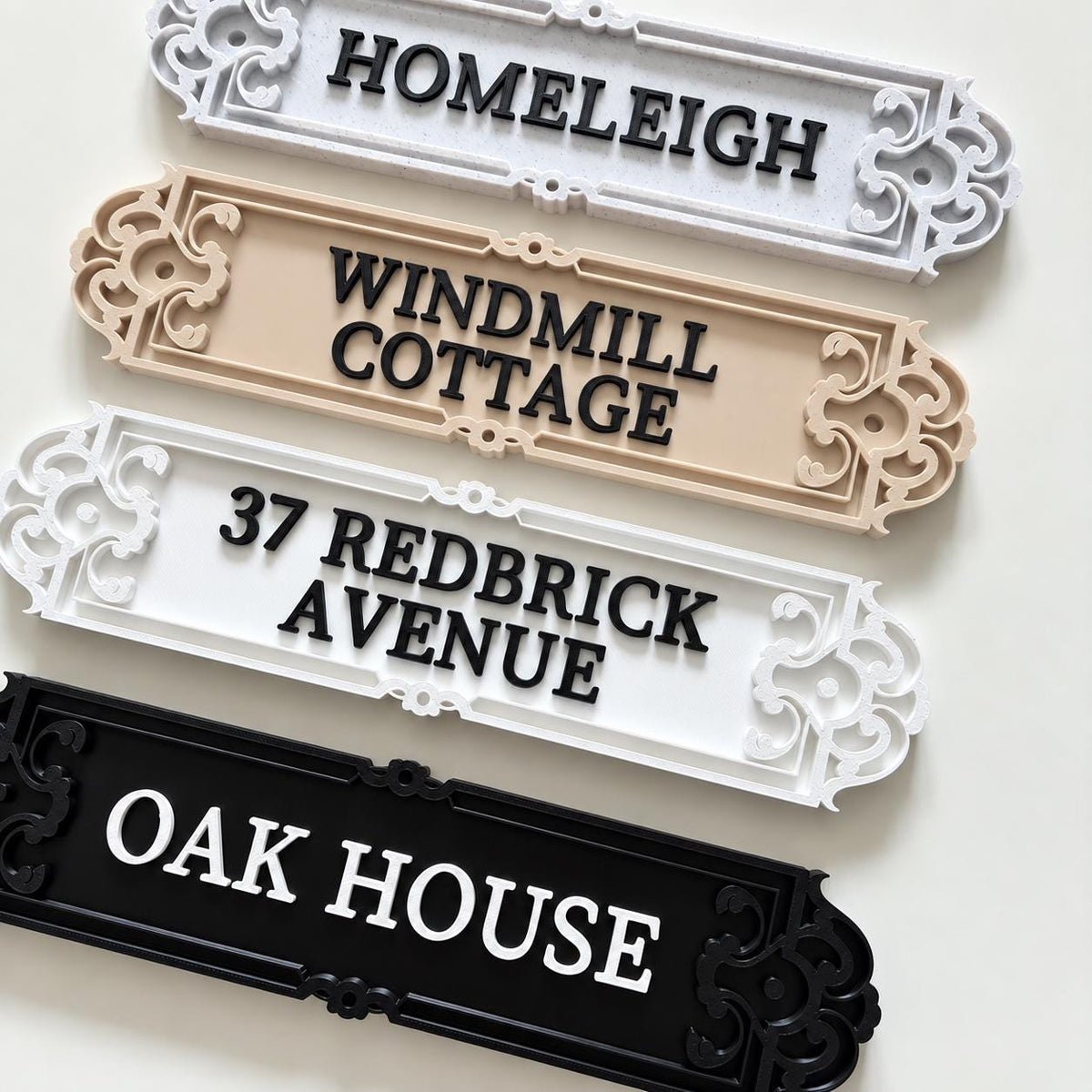 Personalised House Name Ornate Sign – Custom Home Front Door Number Gate Plate