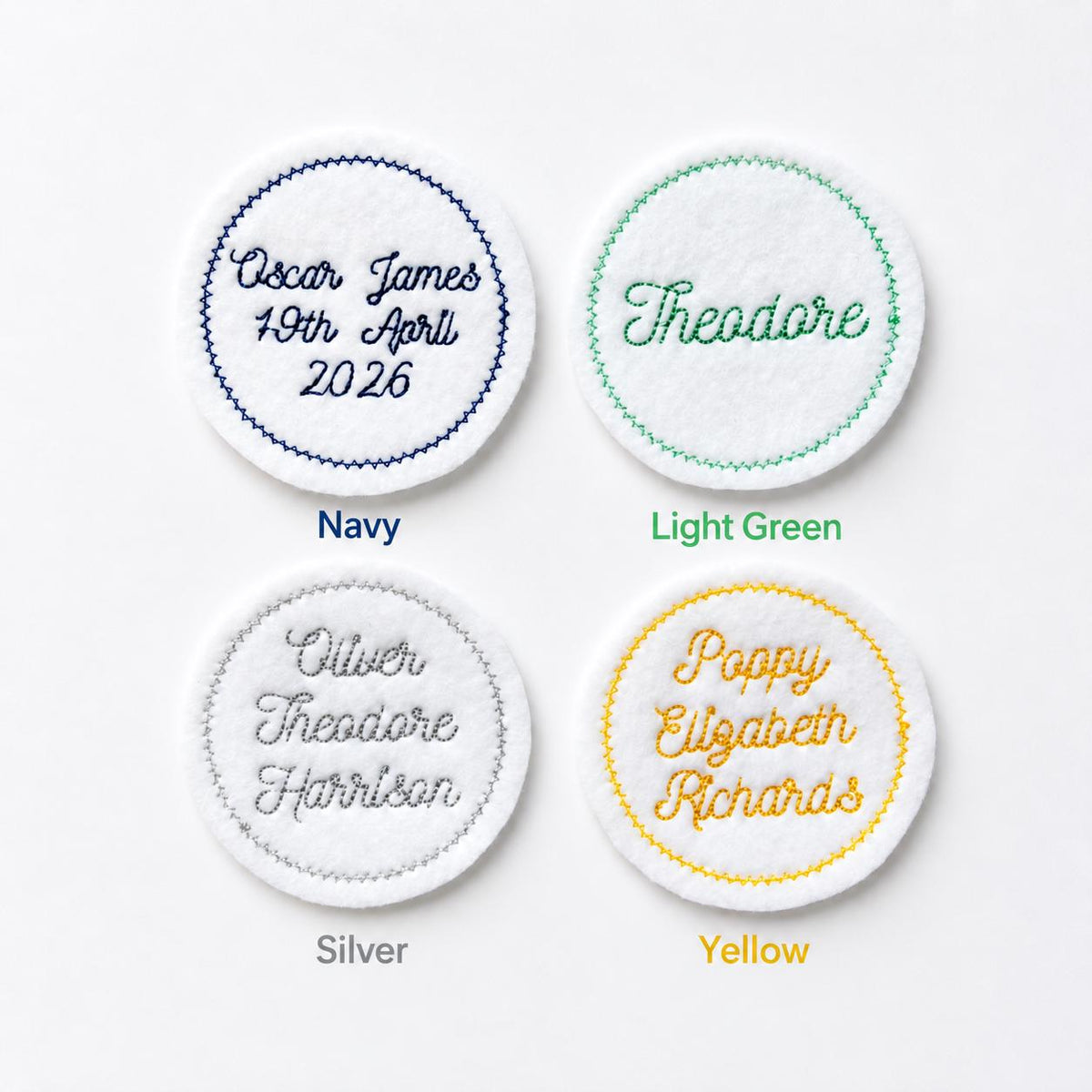 Personalised Embroidered Text Circle Patch Iron On & Sew On Custom Name Badge