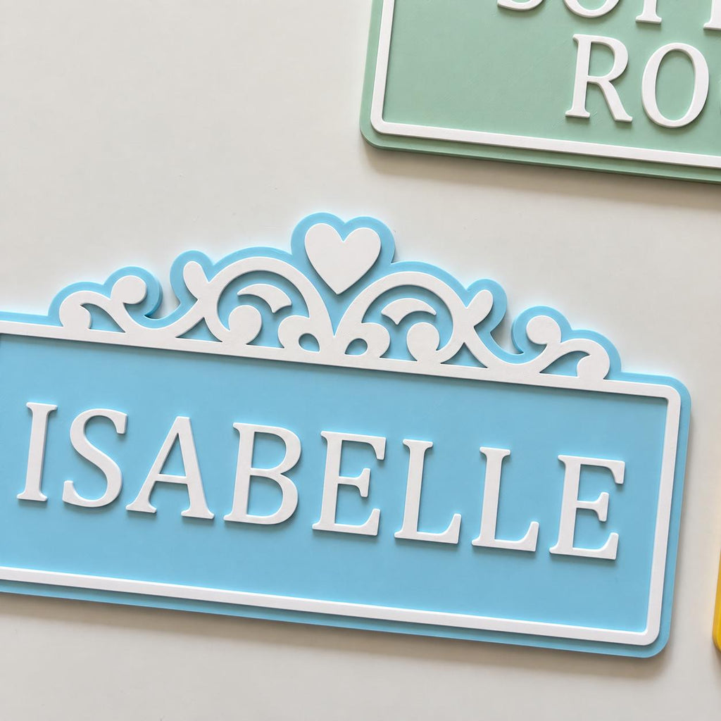Personalised Name Door Sign Custom Girls Bedroom Heart Decoration Plate Plaque