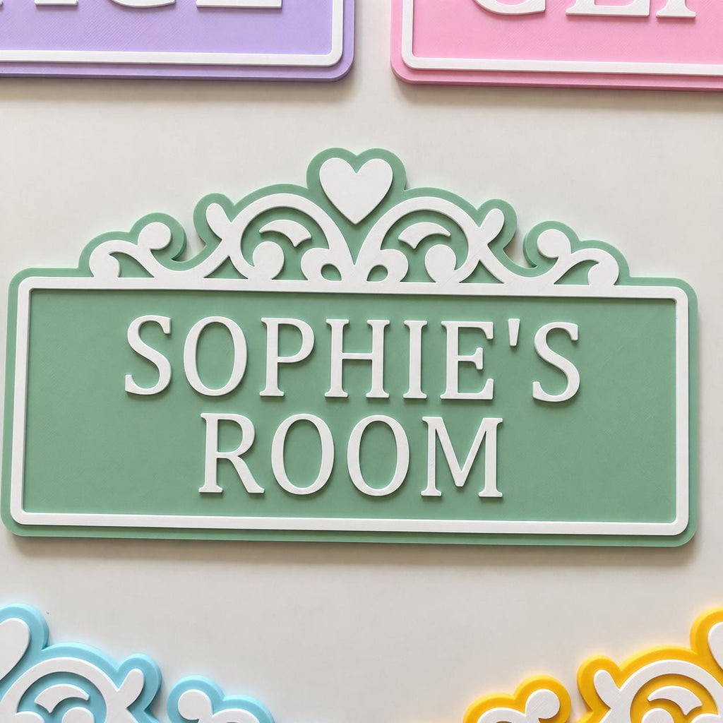 Personalised Name Door Sign Custom Girls Bedroom Heart Decoration Plate Plaque