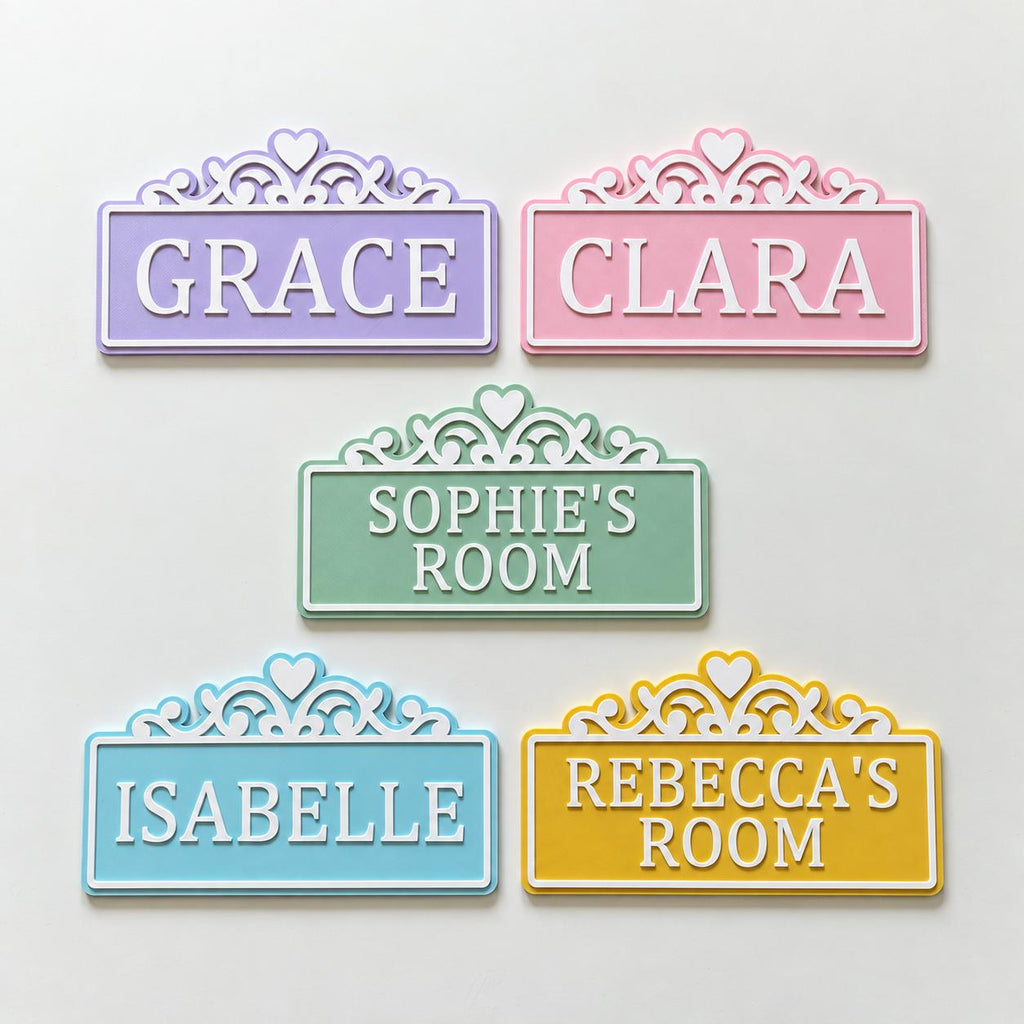 Personalised Name Door Sign Custom Girls Bedroom Heart Decoration Plate Plaque
