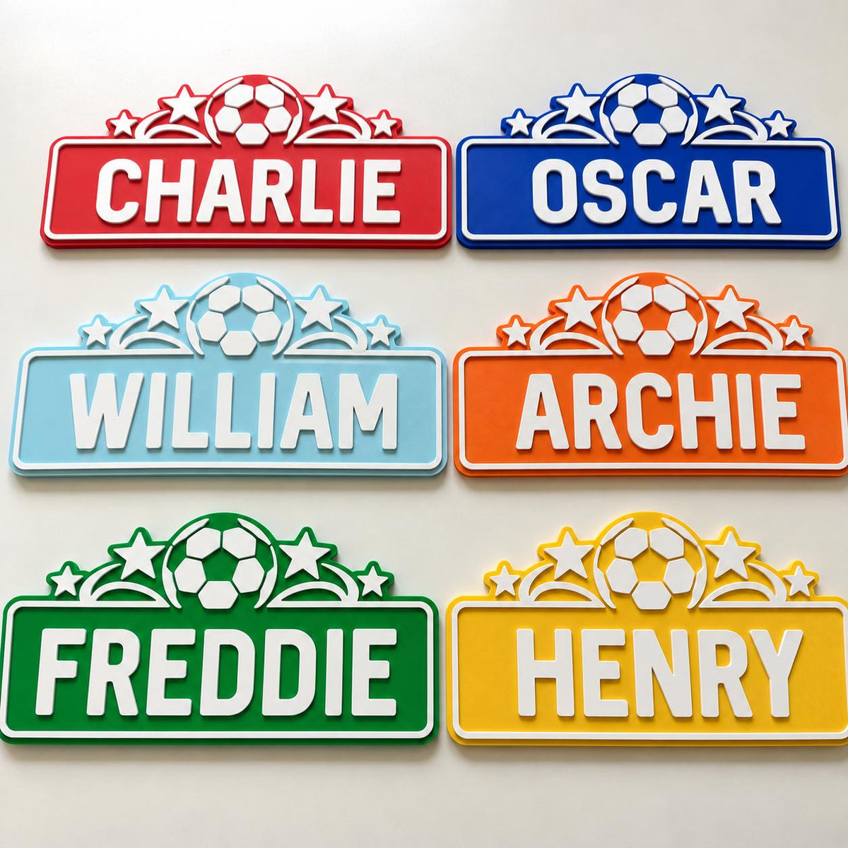 Personalised Name Door Sign - Custom Kids Boys Football Bedroom Decoration Plate