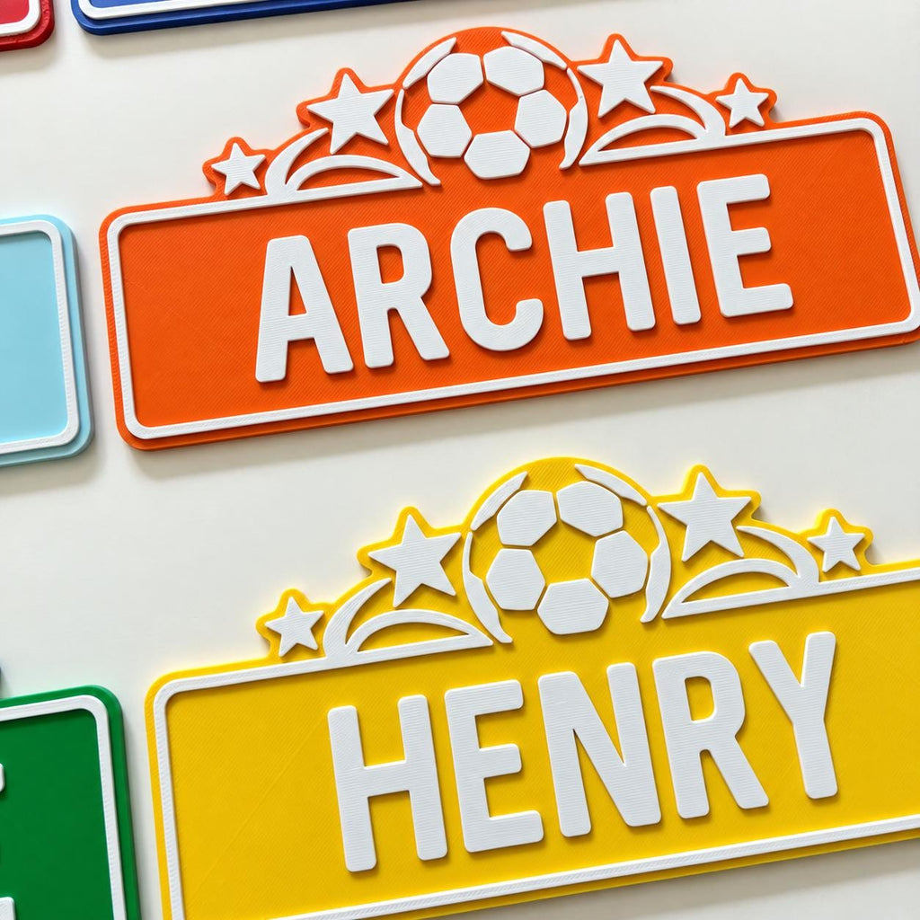 Personalised Name Door Sign - Custom Kids Boys Football Bedroom Decoration Plate