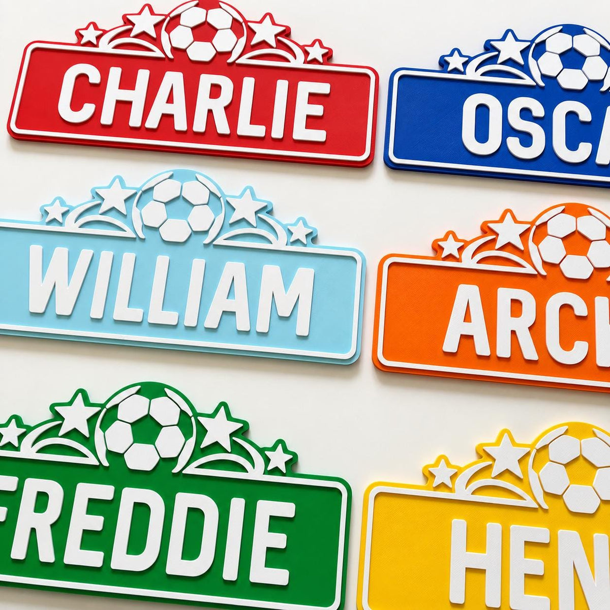 Personalised Name Door Sign - Custom Kids Boys Football Bedroom Decoration Plate
