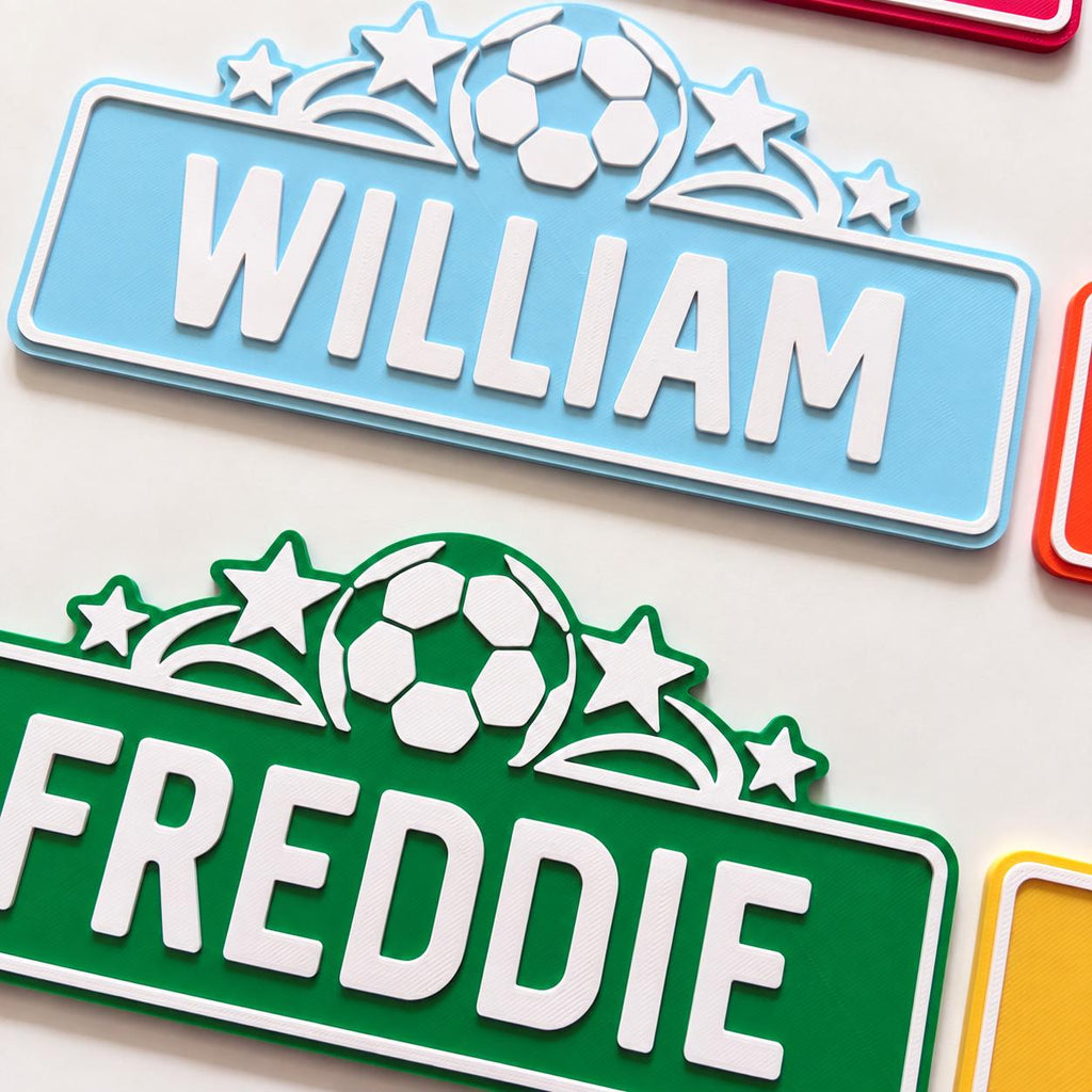 Personalised Name Door Sign - Custom Kids Boys Football Bedroom Decoration Plate