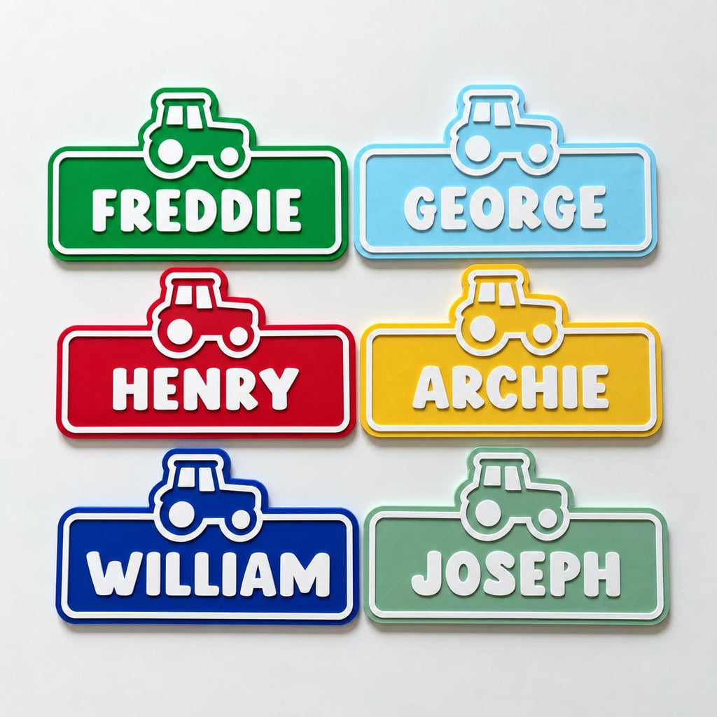 Personalised Name Door Sign - Custom Kids Boys Tractor Bedroom Decoration Plate