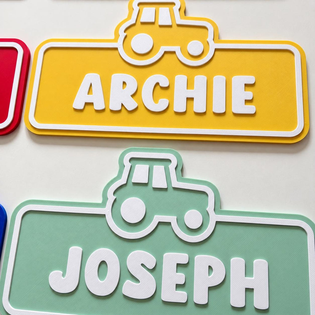 Personalised Name Door Sign - Custom Kids Boys Tractor Bedroom Decoration Plate