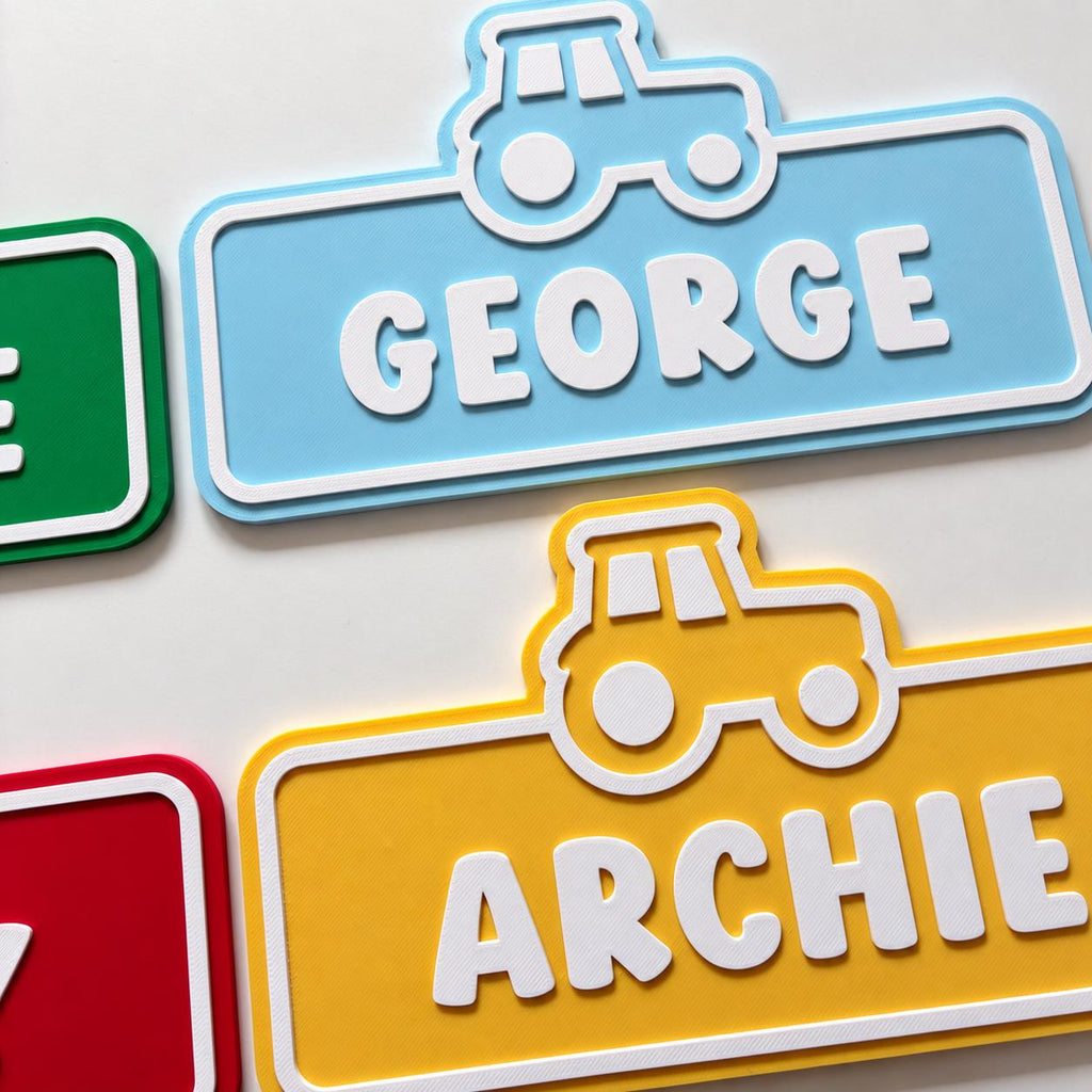 Personalised Name Door Sign - Custom Kids Boys Tractor Bedroom Decoration Plate
