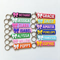 Personalised Name Keyring - Girls Bow Dance Cheer Backpack Keychain Bag Charm