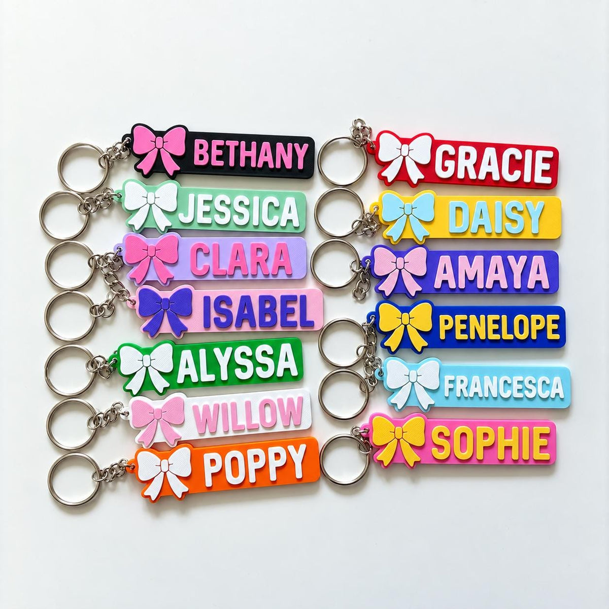 Personalised Name Keyring - Girls Bow Dance Cheer Backpack Keychain Bag Charm