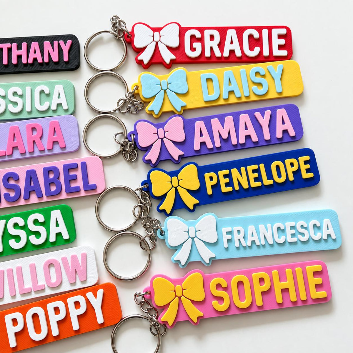 Personalised Name Keyring - Girls Bow Dance Cheer Backpack Keychain Bag Charm