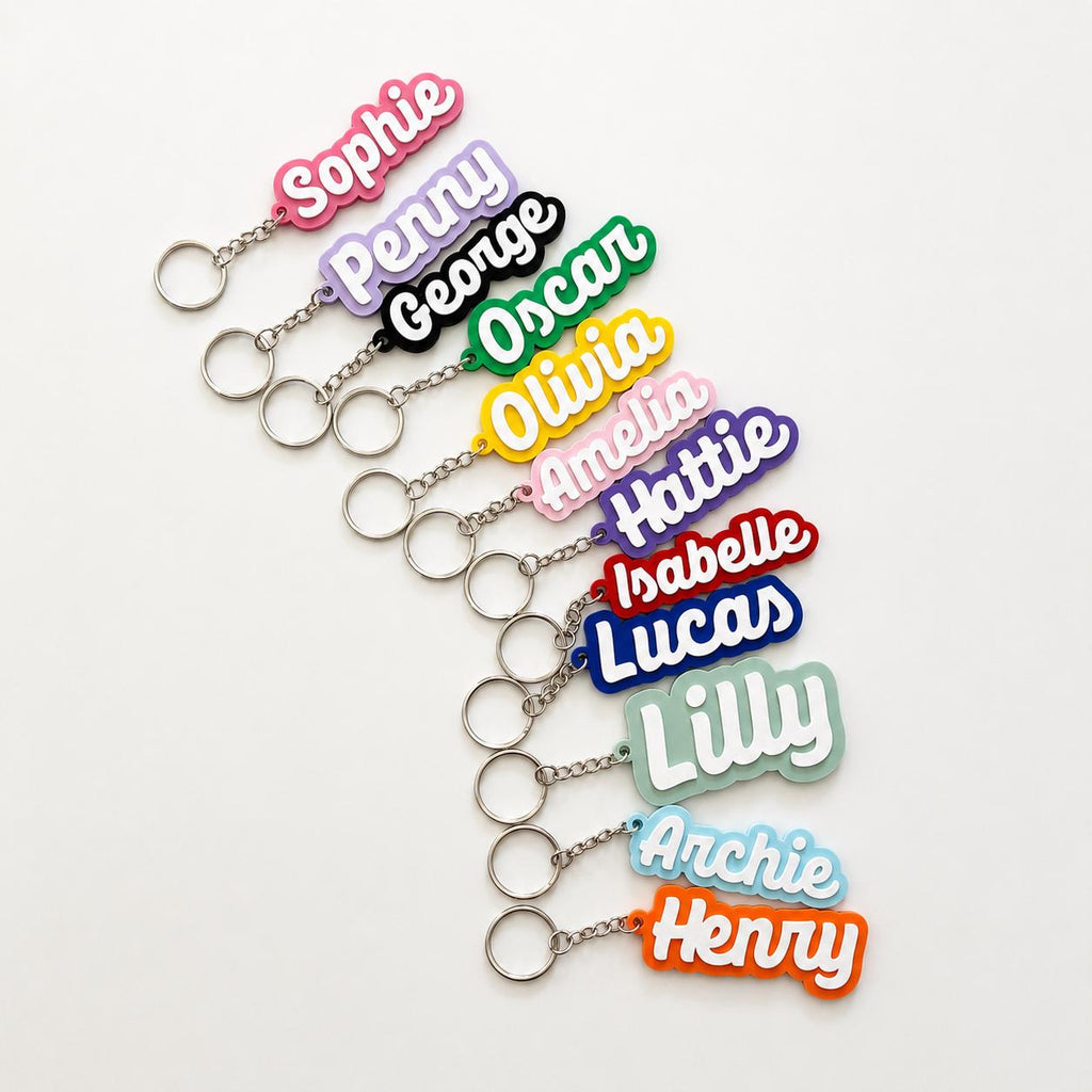 Personalised Name Keyring Kids Backpack Keychain New Driver Pass Party Bag Gift
