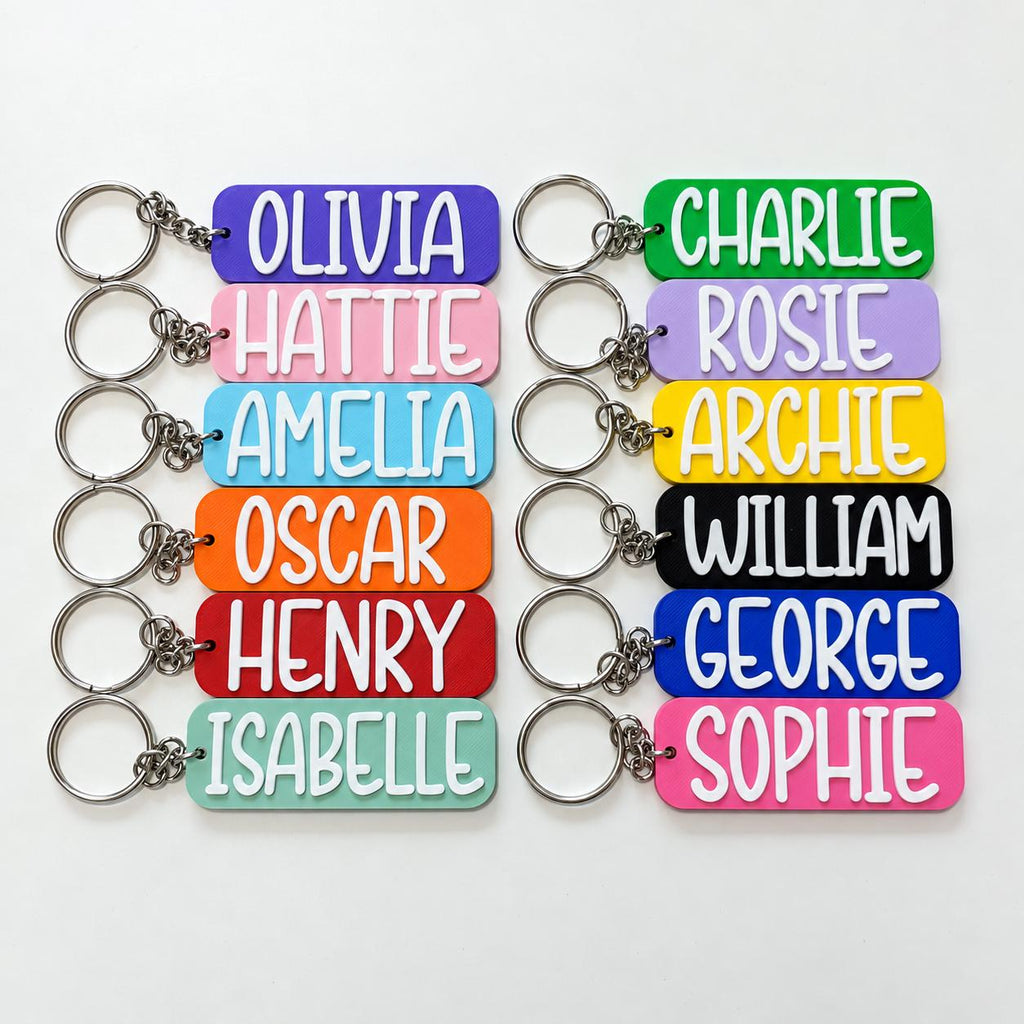 Personalised Name Keyring Kids Backpack Keychain New Driver Pass Party Bag Gift