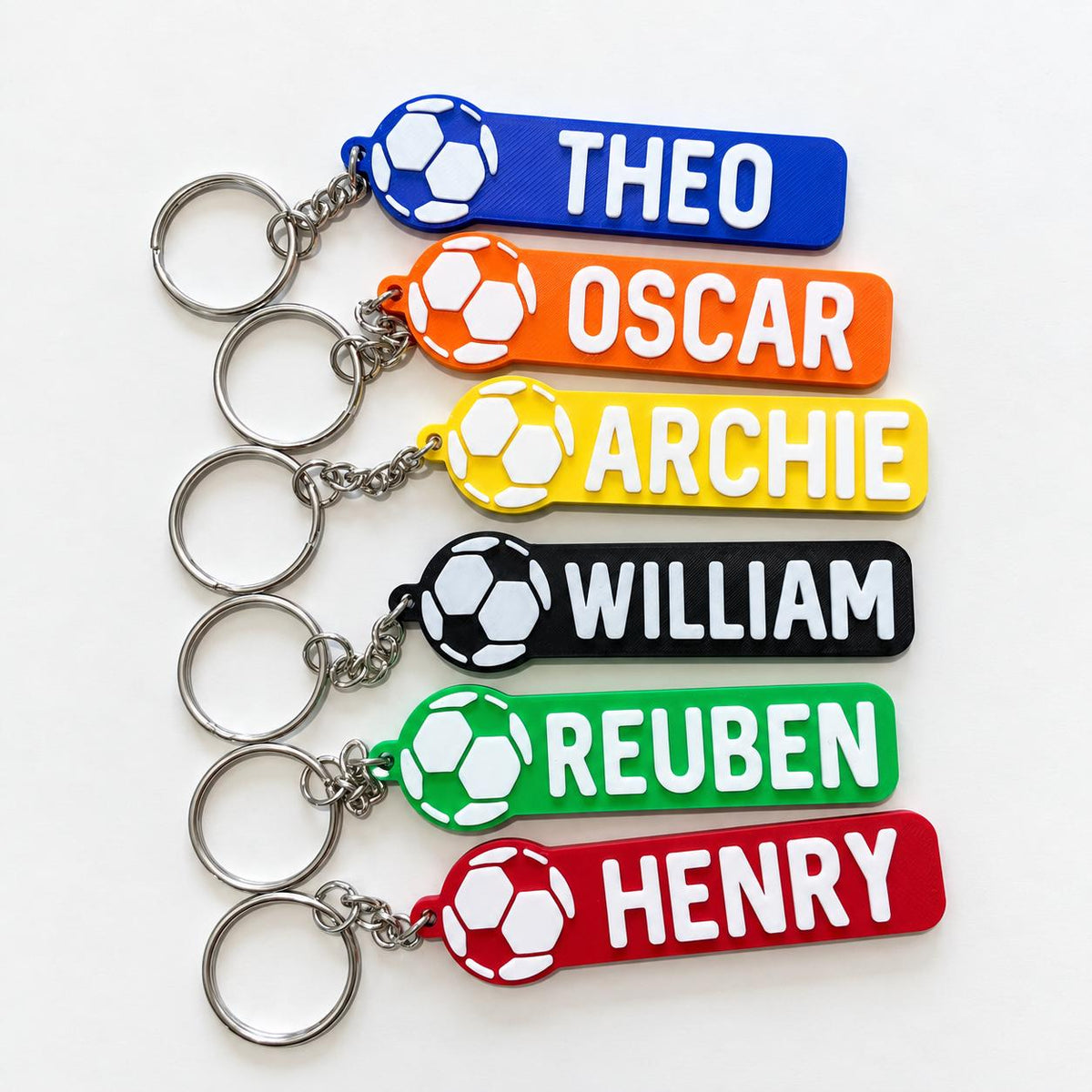 Personalised Name Football Keyrings Kids Backpack Keychain Boys PE Kit Bag Gift