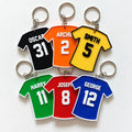 Personalised Name Football Keyrings Kids Backpack Keychain Boys PE Kit Bag Gift