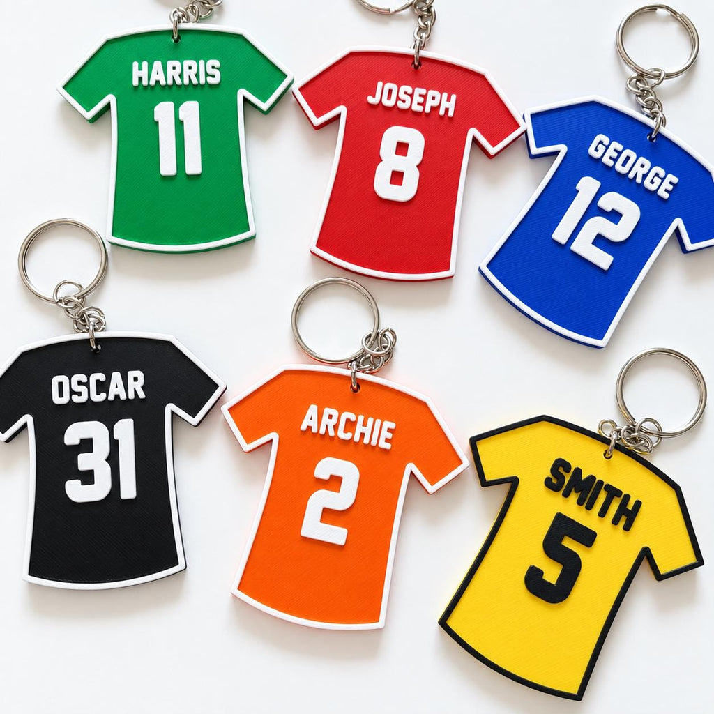 Personalised Name Football Keyrings Kids Backpack Keychain Boys PE Kit Bag Gift