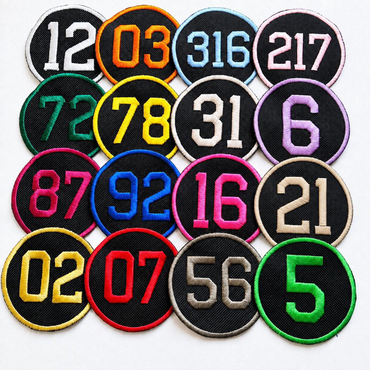 Personalised Embroidered Numbers Circle Patch Iron On & Sew On Custom Name Badge