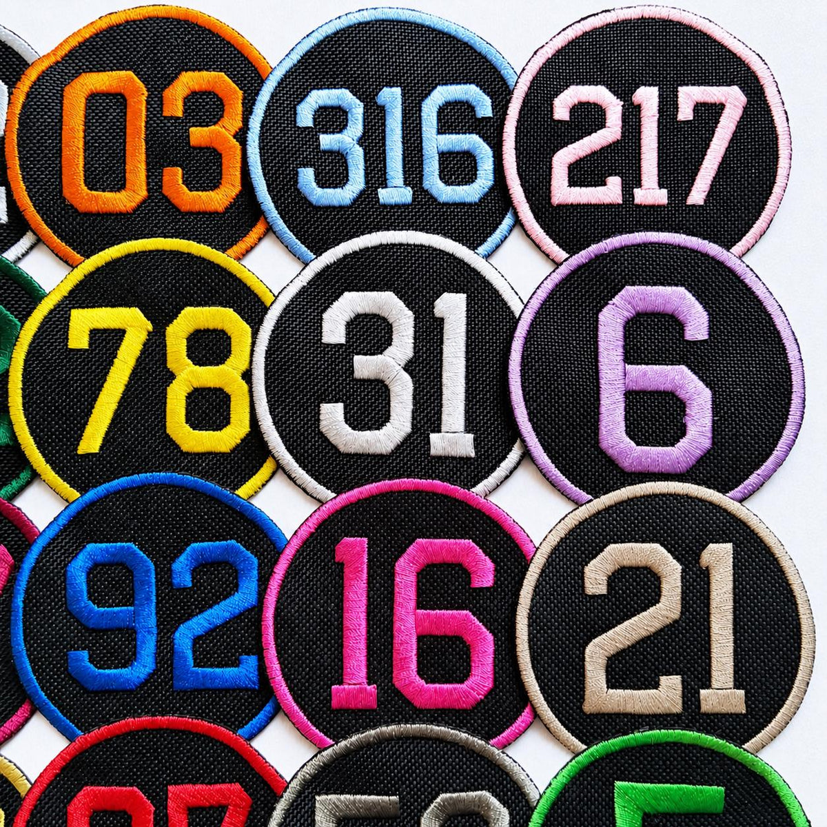 Personalised Embroidered Numbers Circle Patch Iron On & Sew On Custom Name Badge