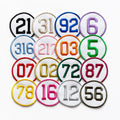 Personalised Embroidered Numbers Circle Patch Iron On & Sew On Custom Name Badge