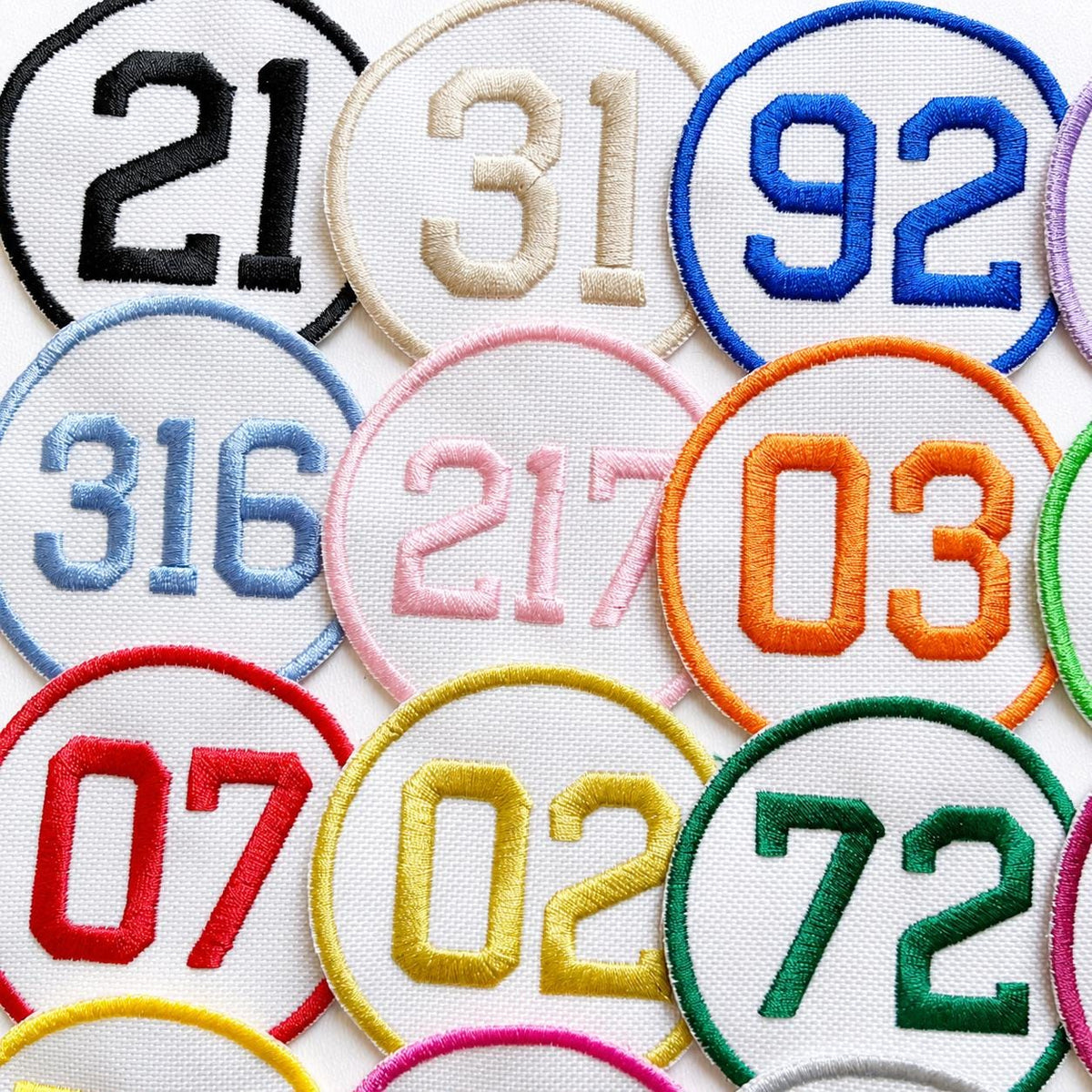 Personalised Embroidered Numbers Circle Patch Iron On & Sew On Custom Name Badge