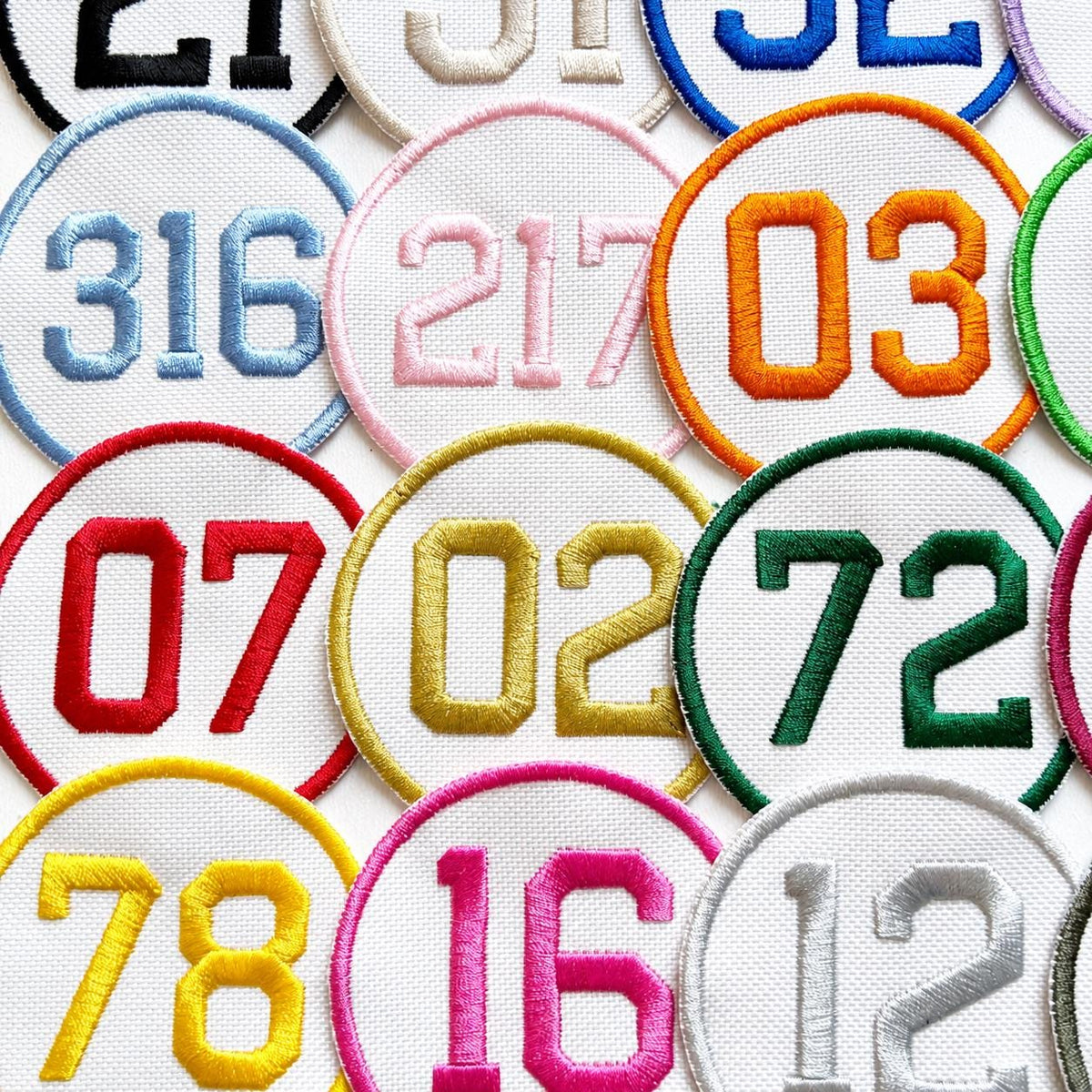 Personalised Embroidered Numbers Circle Patch Iron On & Sew On Custom Name Badge