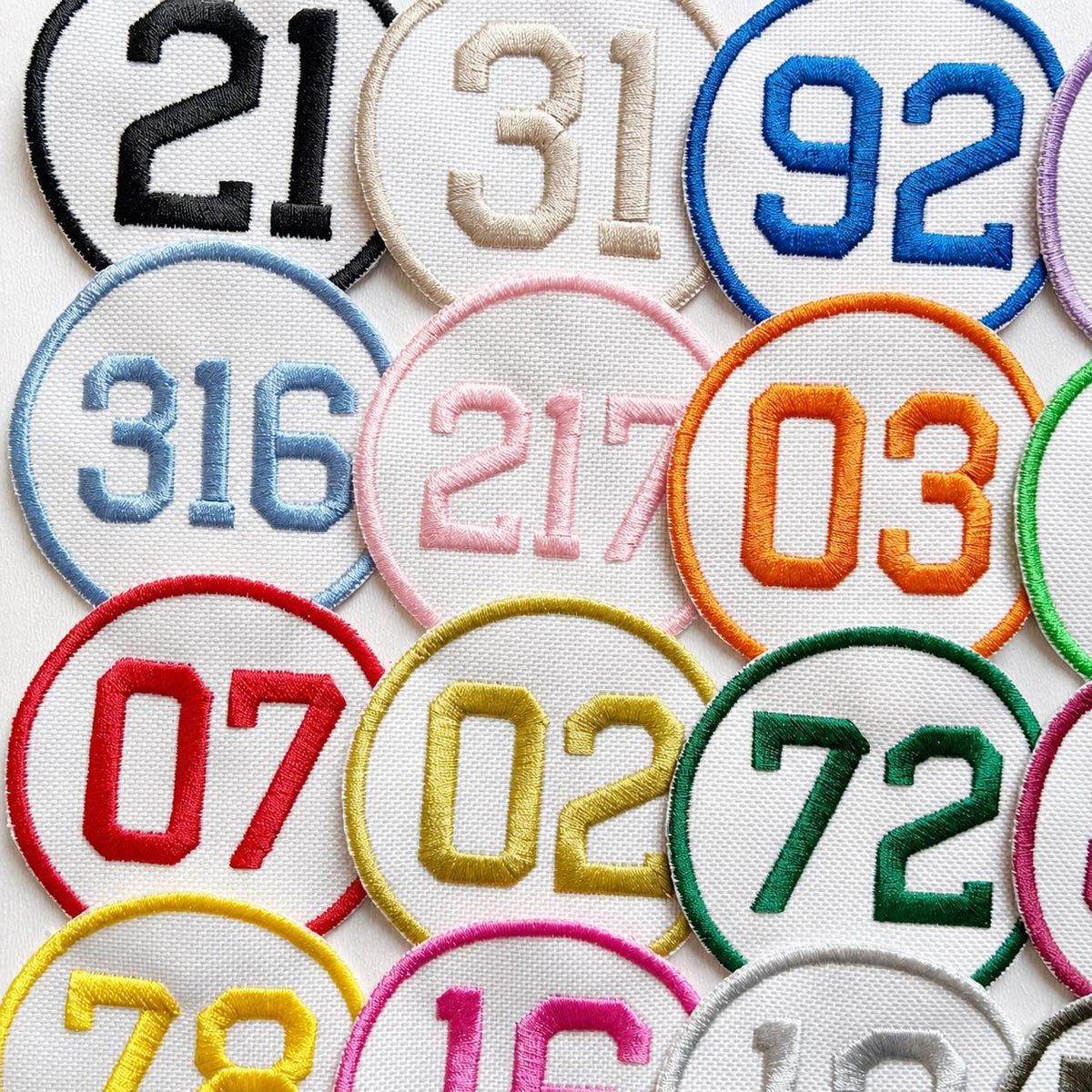 Personalised Embroidered Numbers Circle Patch Iron On & Sew On Custom Name Badge