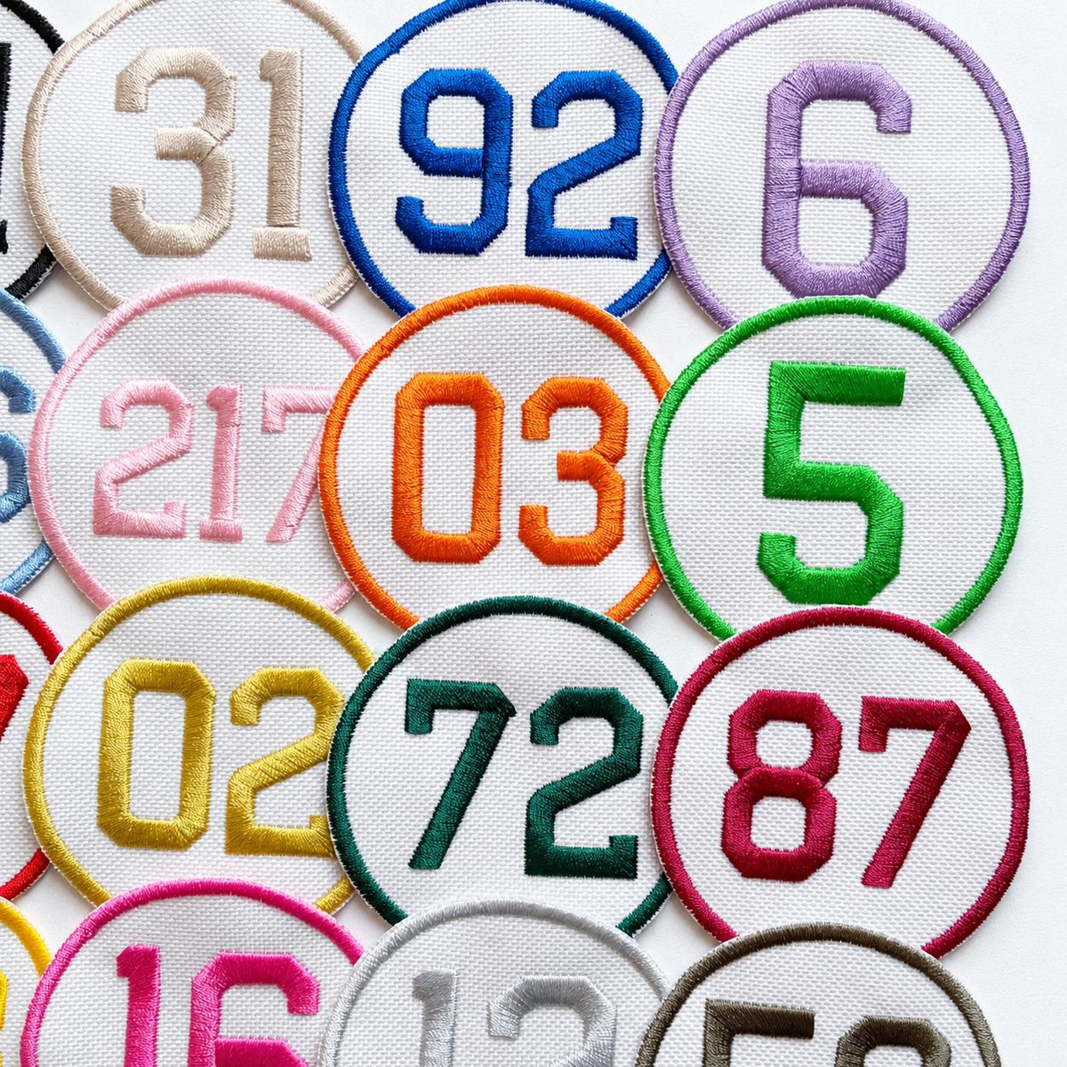 Personalised Embroidered Numbers Circle Patch Iron On & Sew On Custom Name Badge