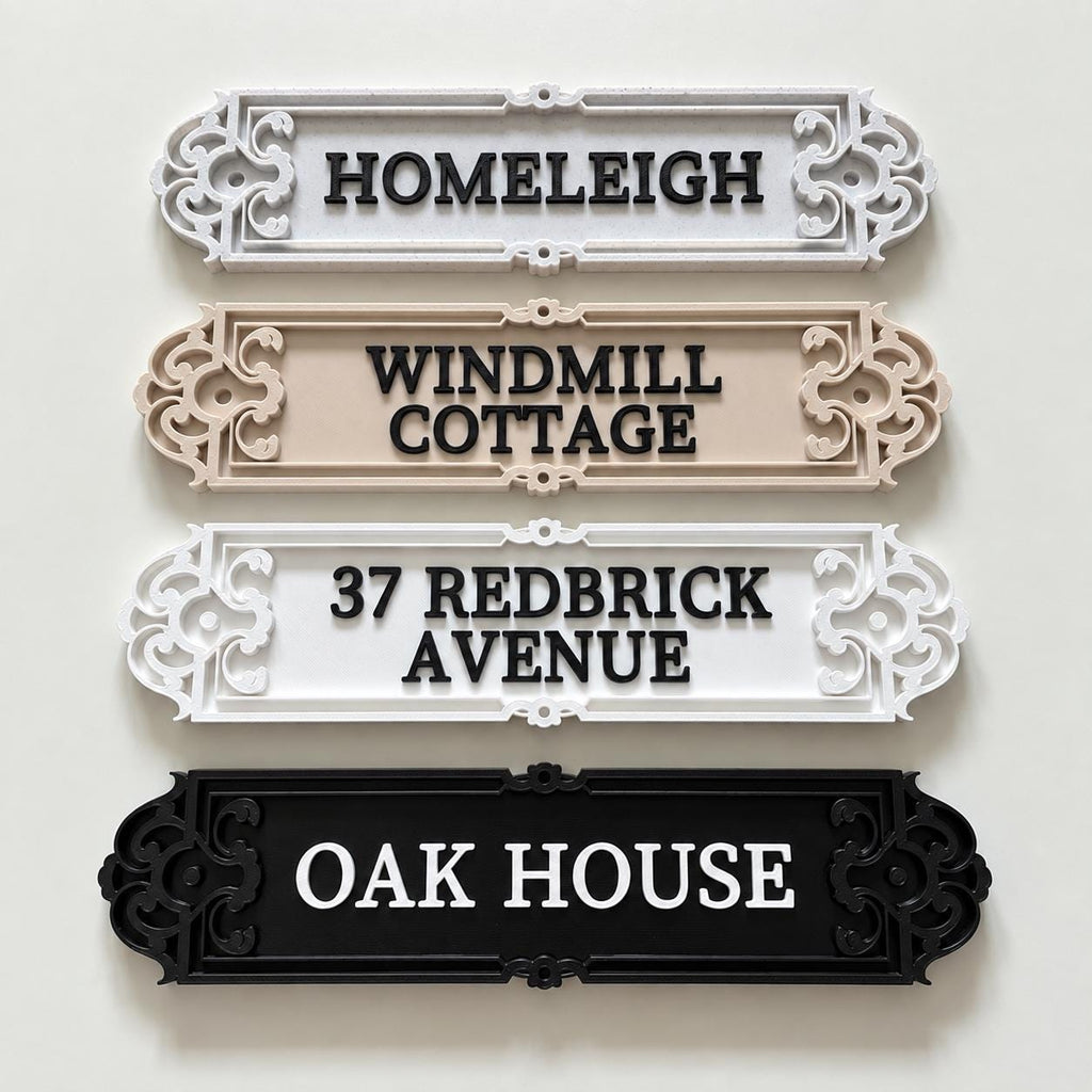 Personalised House Name Ornate Sign – Custom Home Front Door Number Gate Plate