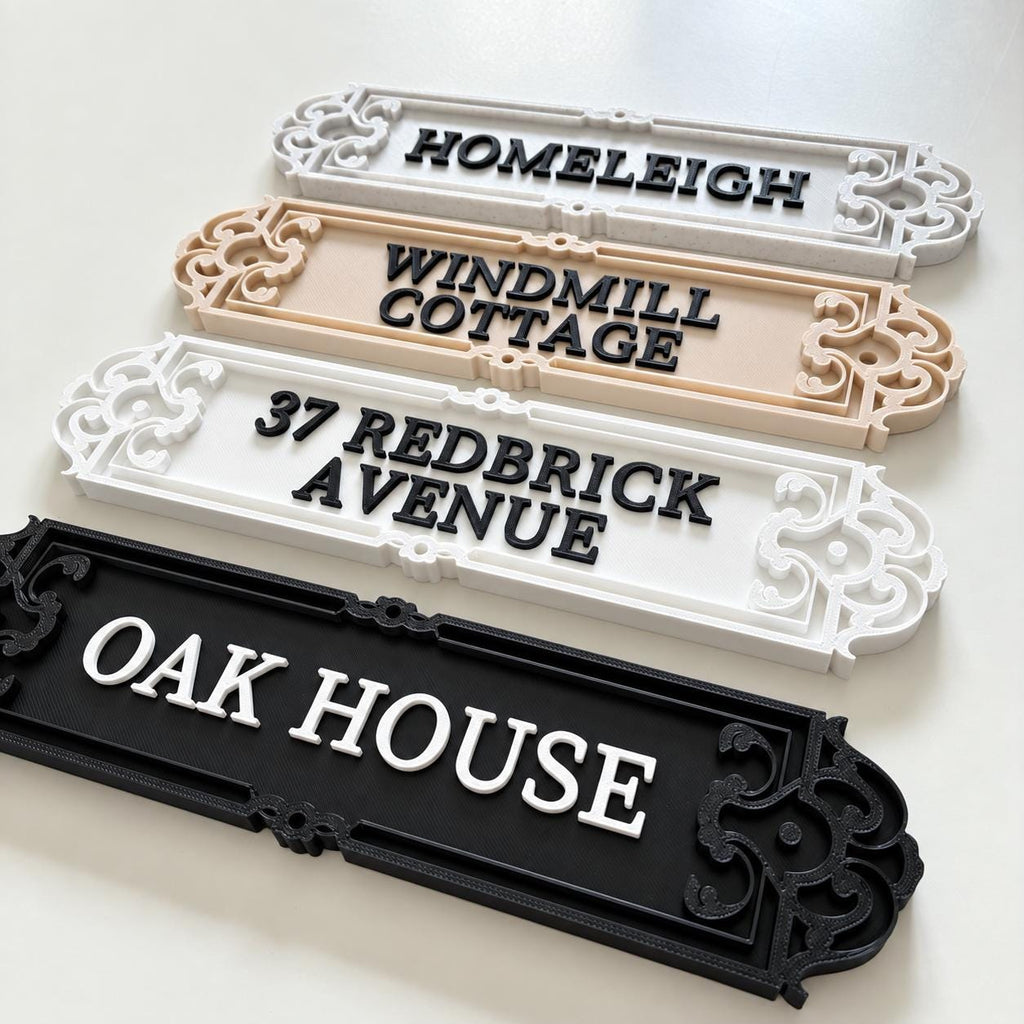 Personalised House Name Ornate Sign – Custom Home Front Door Number Gate Plate