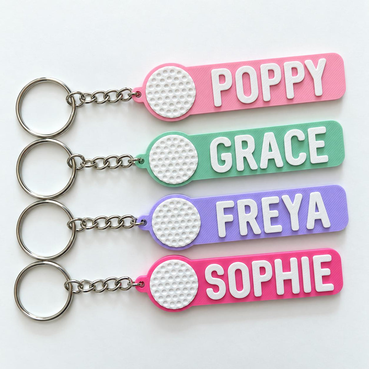 Personalised Name Golf Ball Keyring - Backpack Keychain Golfer Kit Bag Dad Gift