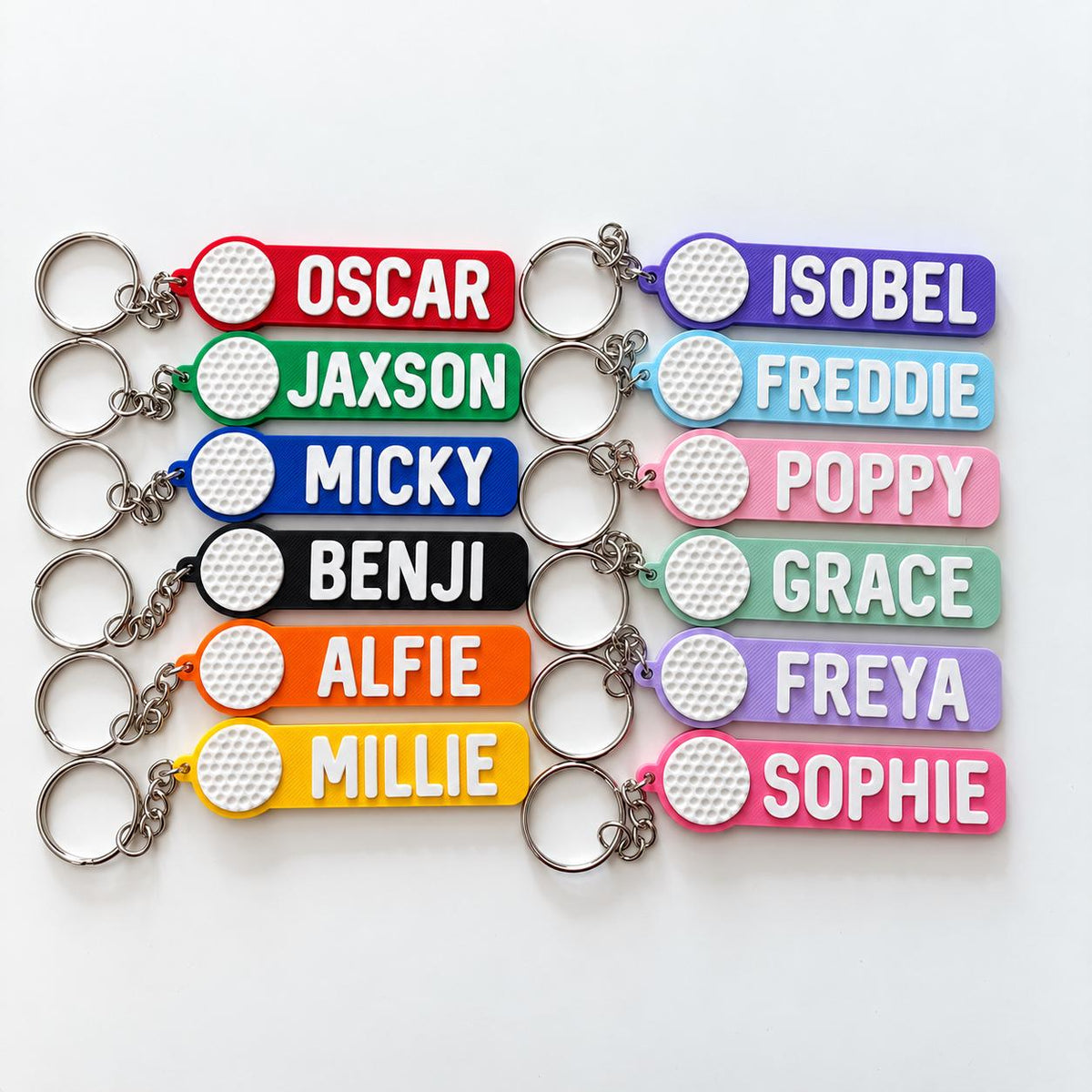 Personalised Name Golf Ball Keyring - Backpack Keychain Golfer Kit Bag Dad Gift