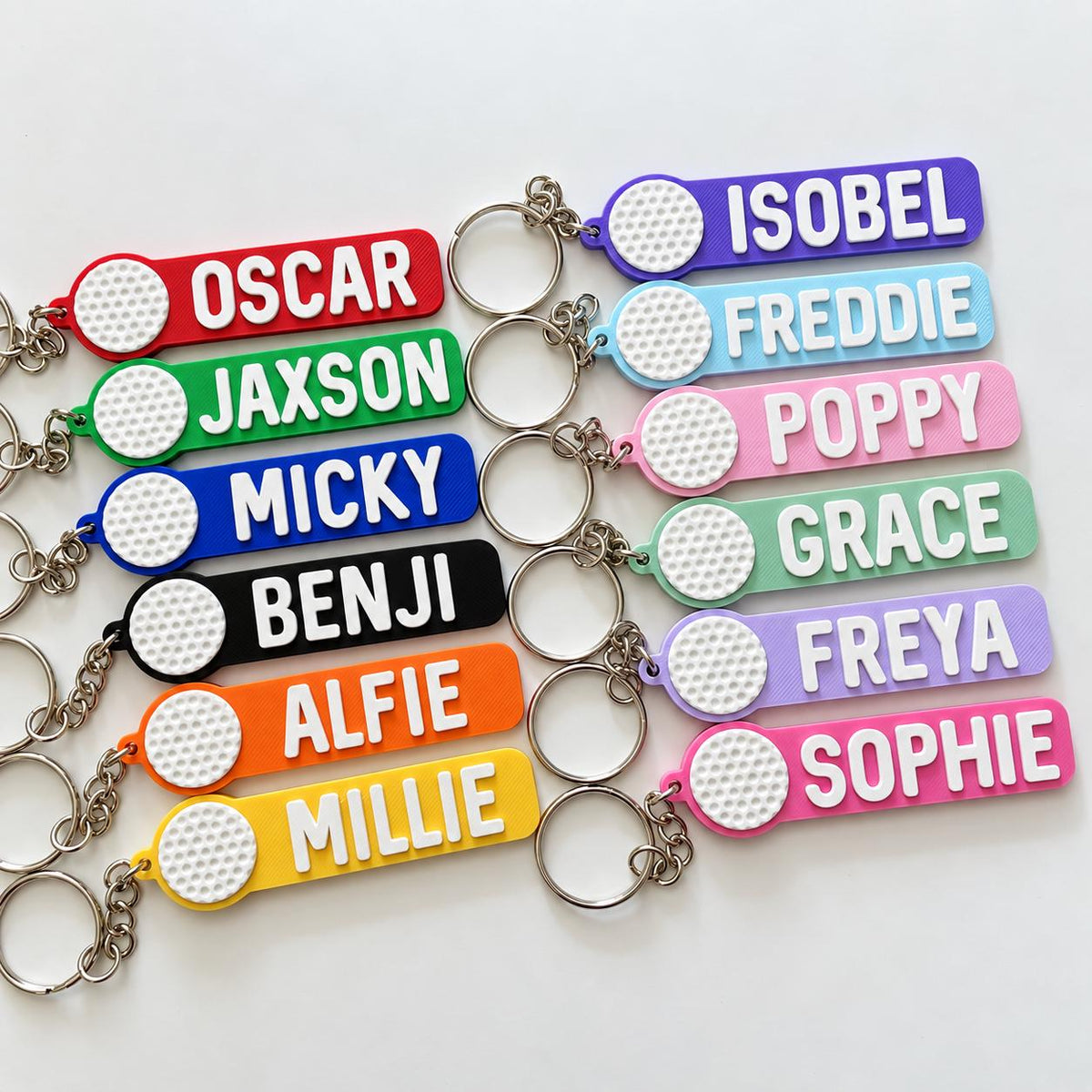 Personalised Name Golf Ball Keyring - Backpack Keychain Golfer Kit Bag Dad Gift