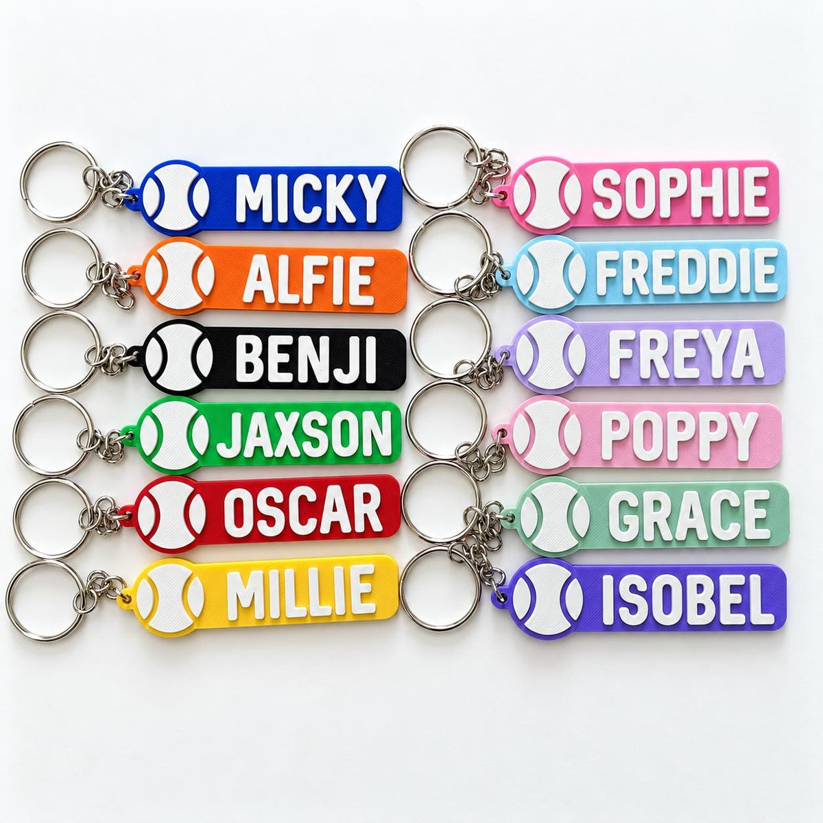 Personalised Name Tennis Ball Keyring Backpack Keychain PE Kit Club Gym Bag Gift