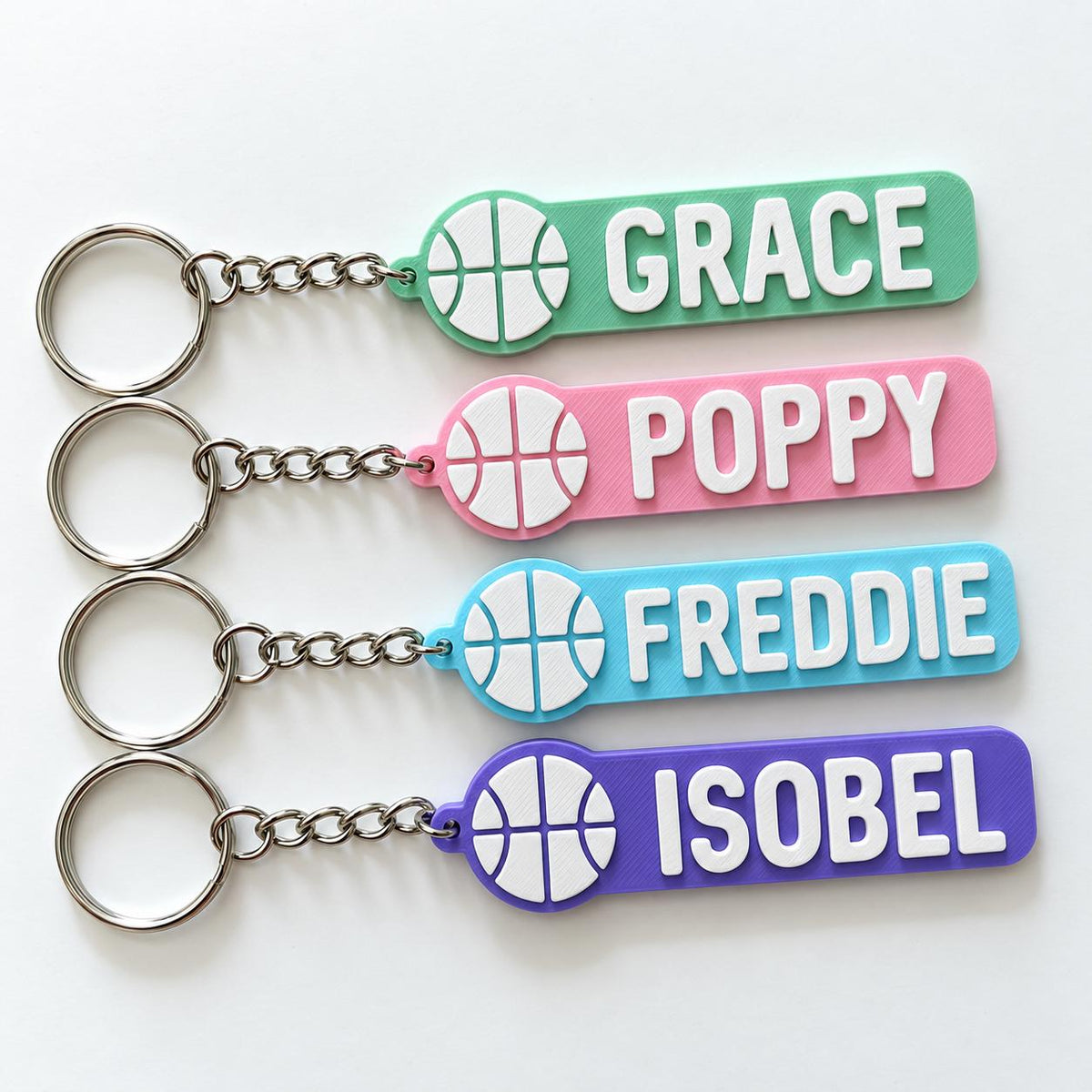 Personalised Name Basketball Keyring Kids Backpack Keychain Boys PE Kit Team Bag