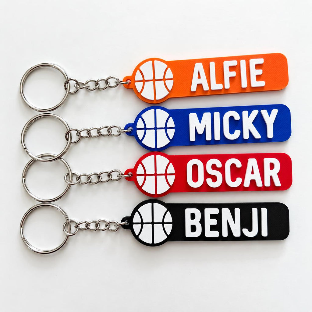 Personalised Name Basketball Keyring Kids Backpack Keychain Boys PE Kit Team Bag