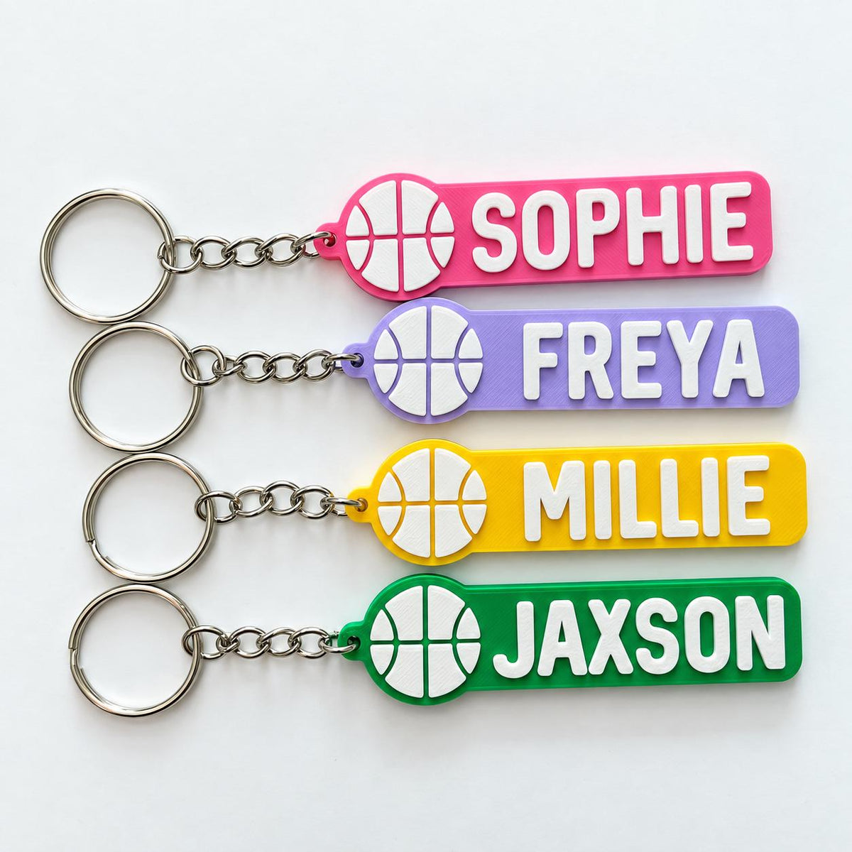 Personalised Name Basketball Keyring Kids Backpack Keychain Boys PE Kit Team Bag