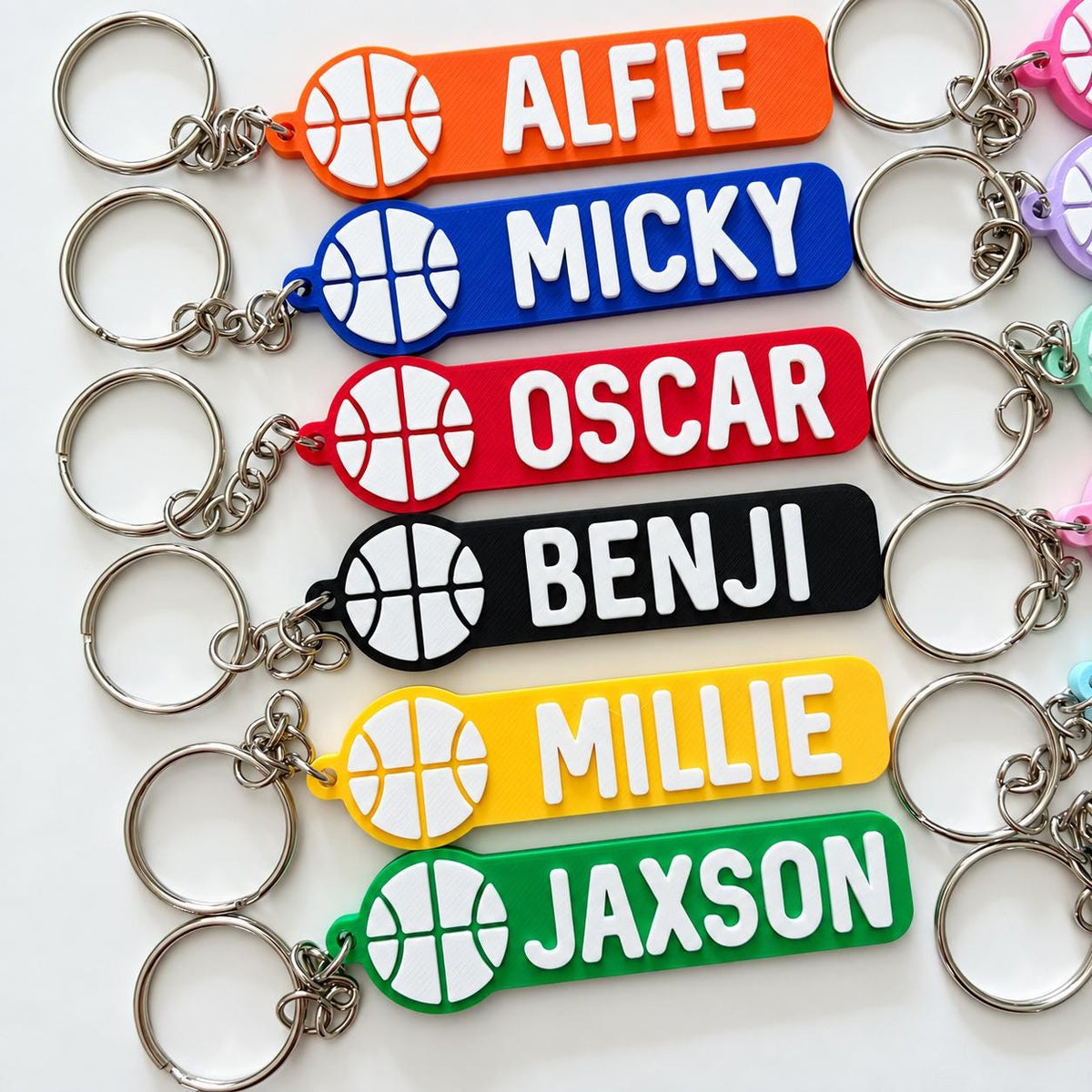 Personalised Name Basketball Keyring Kids Backpack Keychain Boys PE Kit Team Bag