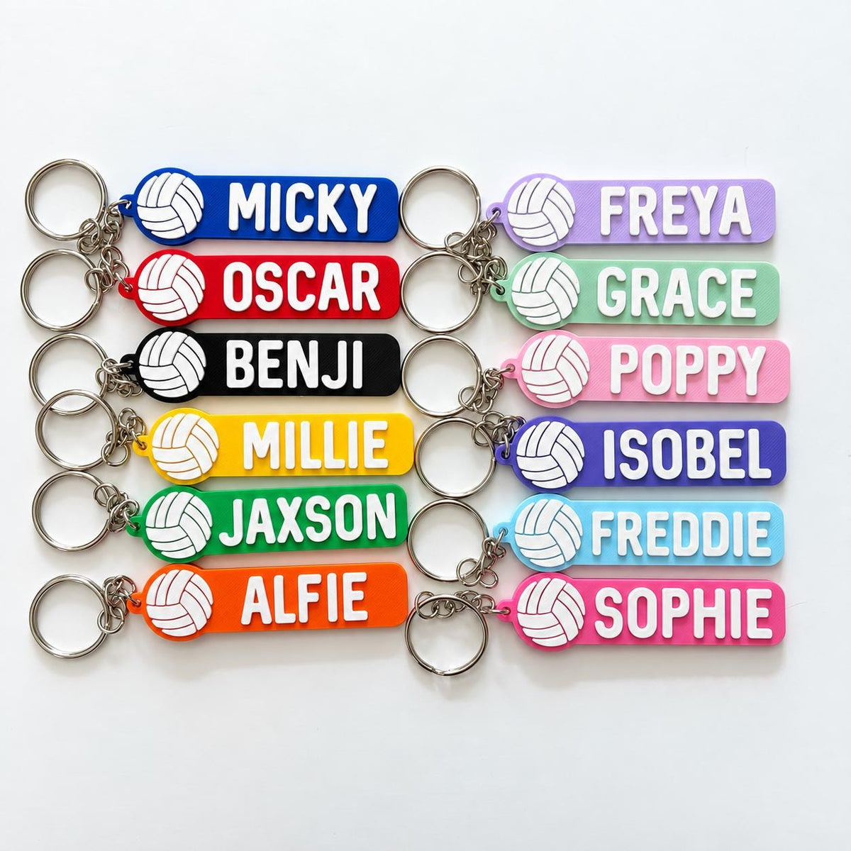 Personalised Name Volleyball Keyring Kids Backpack Keychain PE Kit Team Club Bag