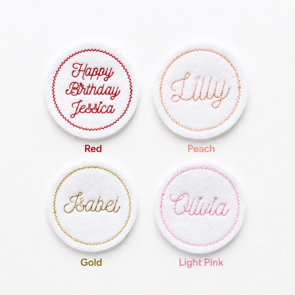 Personalised Embroidered Text Circle Patch Iron On & Sew On Custom Name Badge