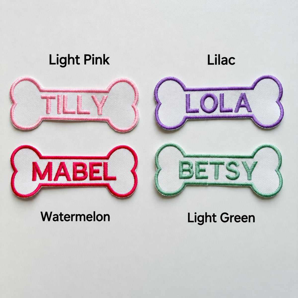 Personalised Embroidered Bone Patches Sew/Iron/VELCRO® Dog Name Harness Badge